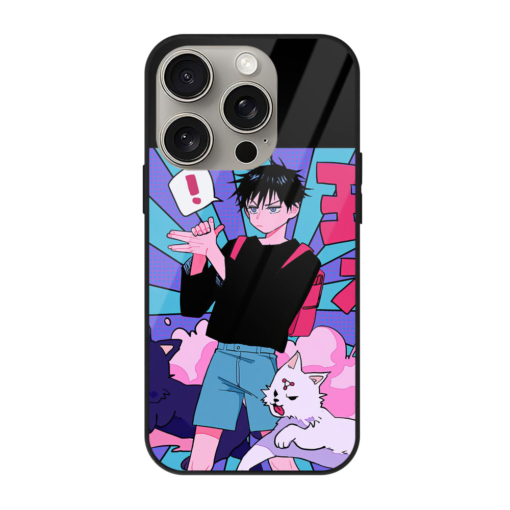 （画像用） 呪術廻戦 Jujutsu Kaisen 【iPhone15Pro対応】スマホケース 耐衝撃＆黄変防止 背面ガラス