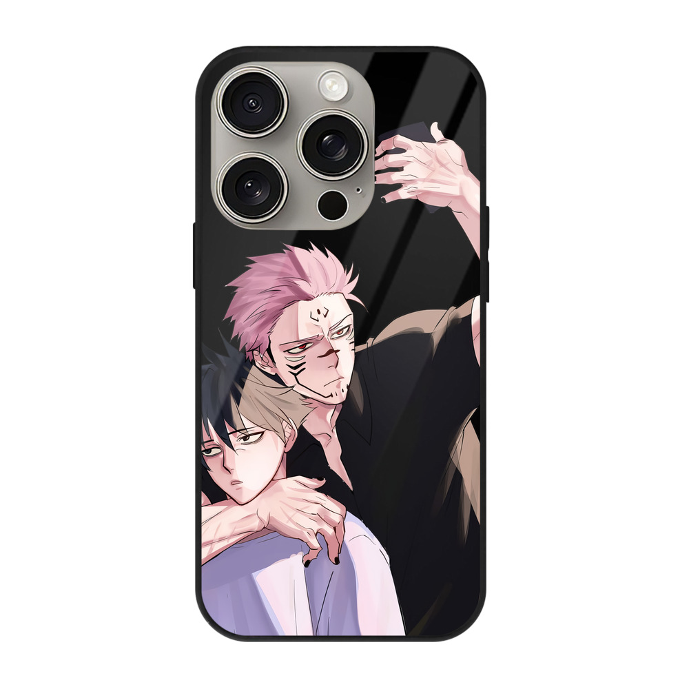 （画像用） 呪術廻戦 Jujutsu Kaisen 【iPhone15Pro対応】スマホケース 耐衝撃＆黄変防止 背面ガラス