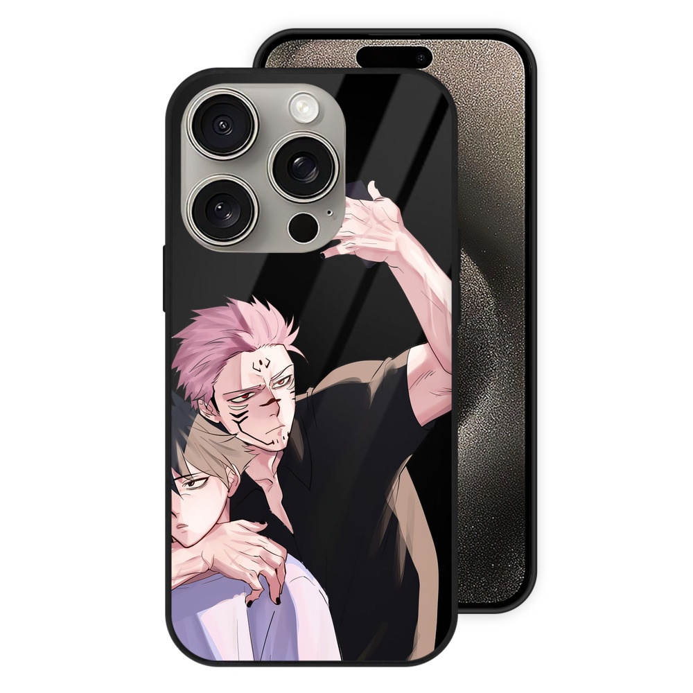 （画像用） 呪術廻戦 Jujutsu Kaisen 【iPhone15Pro対応】スマホケース 耐衝撃＆黄変防止 背面ガラス
