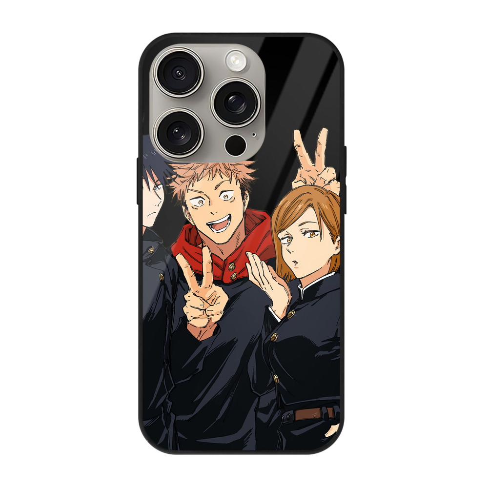 （画像用） 呪術廻戦 Jujutsu Kaisen 【iPhone15Pro対応】スマホケース 耐衝撃＆黄変防止 背面ガラス