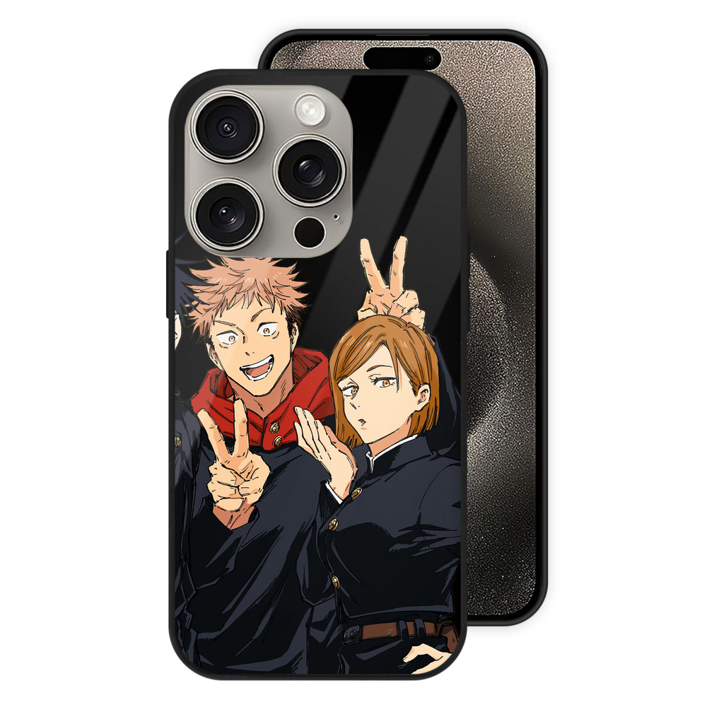 （画像用） 呪術廻戦 Jujutsu Kaisen 【iPhone15Pro対応】スマホケース 耐衝撃＆黄変防止 背面ガラス