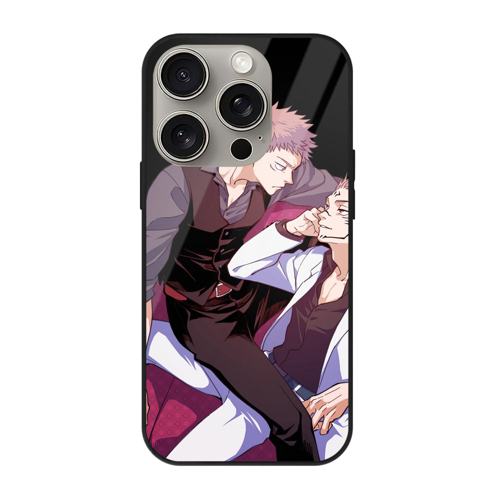 （画像用） 呪術廻戦 Jujutsu Kaisen 【iPhone15Pro対応】スマホケース 耐衝撃＆黄変防止 背面ガラス