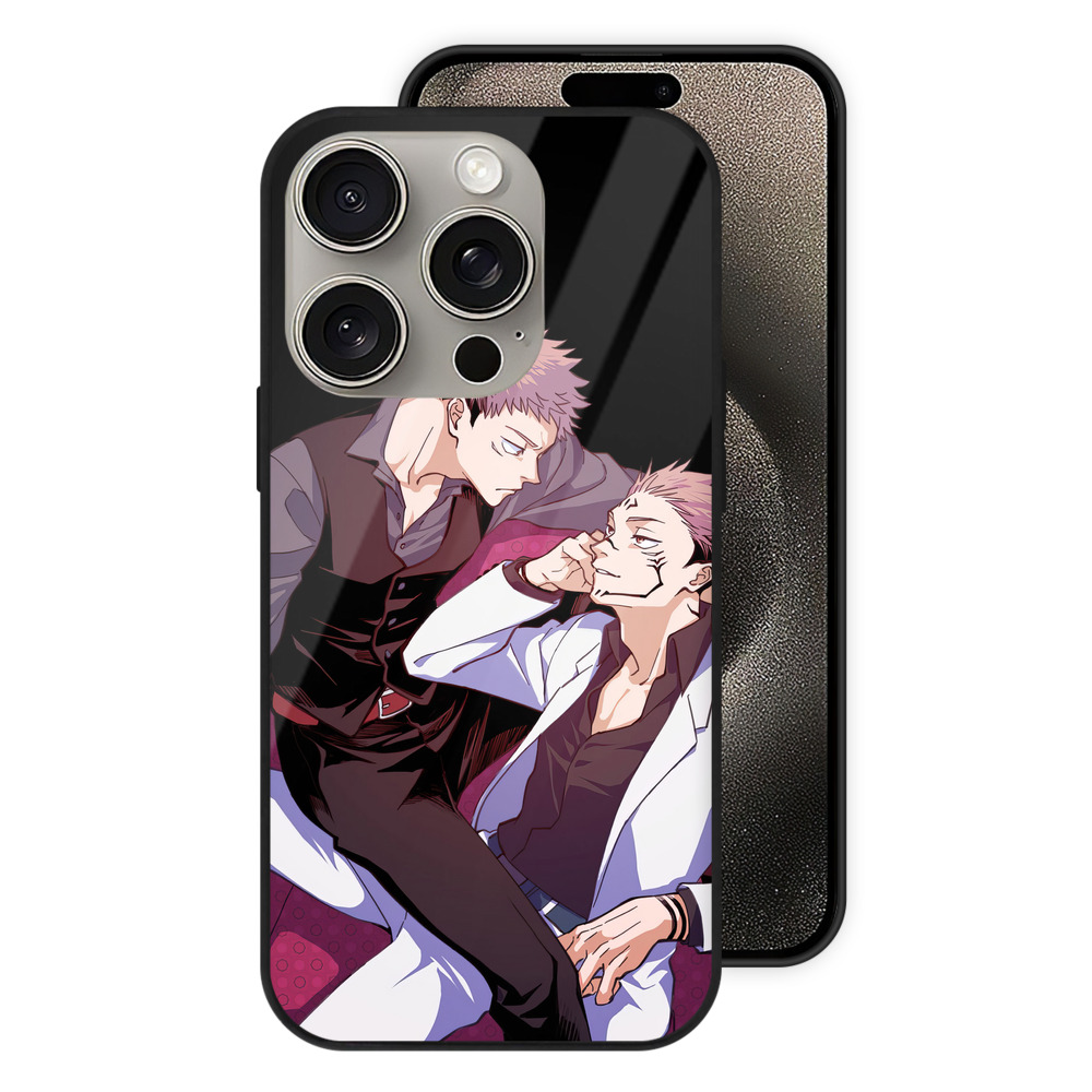 （画像用） 呪術廻戦 Jujutsu Kaisen 【iPhone15Pro対応】スマホケース 耐衝撃＆黄変防止 背面ガラス