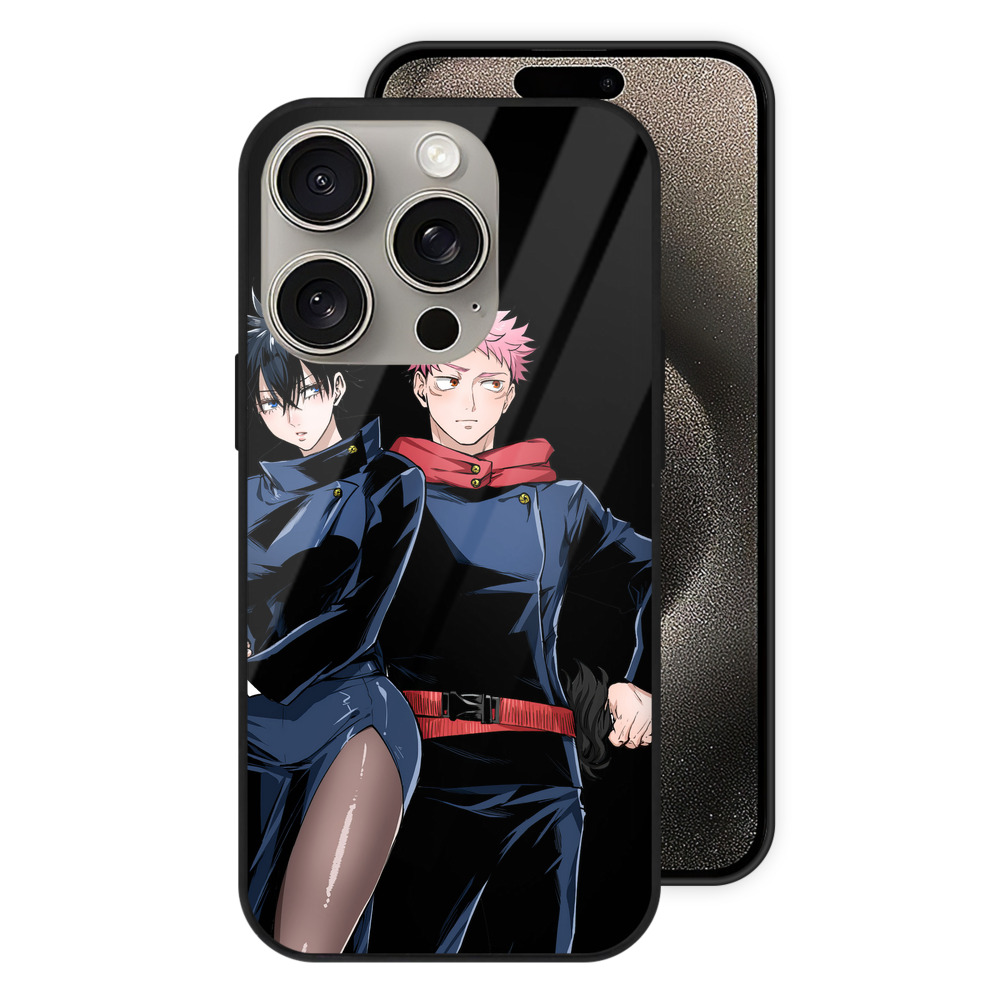 （画像用） 呪術廻戦 Jujutsu Kaisen 【iPhone15Pro対応】スマホケース 耐衝撃＆黄変防止 背面ガラス