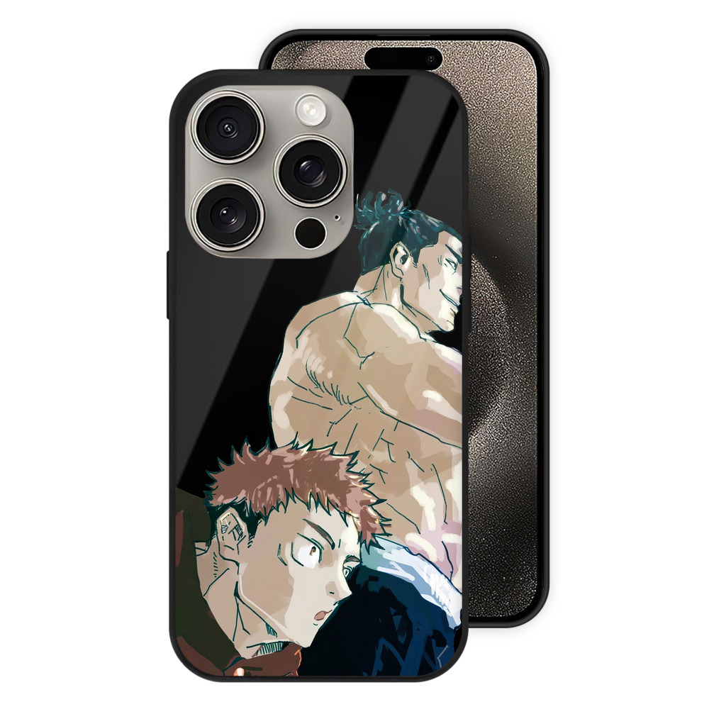 （画像用） 呪術廻戦 Jujutsu Kaisen 【iPhone15Pro対応】スマホケース 耐衝撃＆黄変防止 背面ガラス