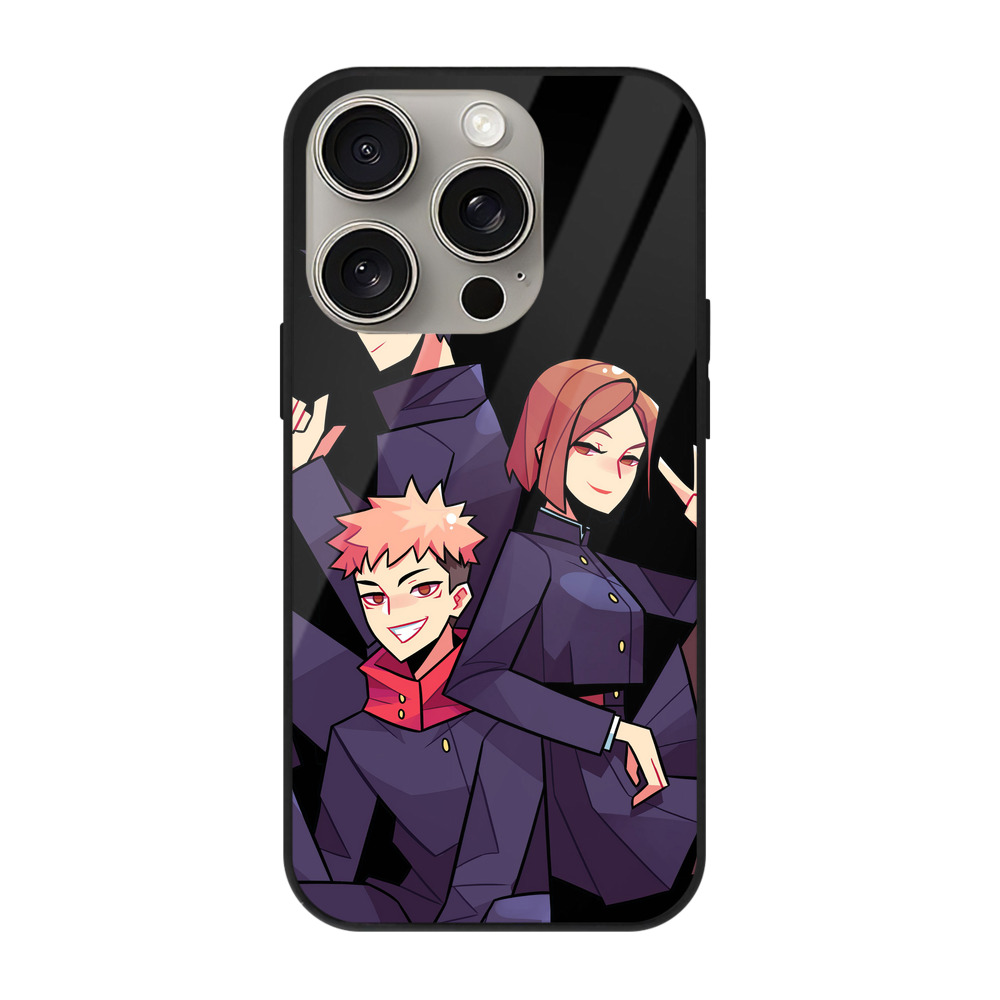（画像用） 呪術廻戦 Jujutsu Kaisen 【iPhone15Pro対応】スマホケース 耐衝撃＆黄変防止 背面ガラス