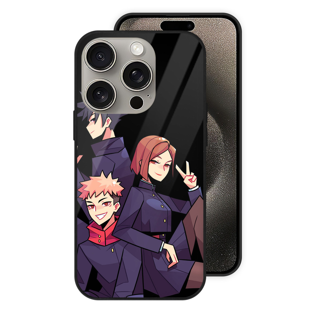 （画像用） 呪術廻戦 Jujutsu Kaisen 【iPhone15Pro対応】スマホケース 耐衝撃＆黄変防止 背面ガラス