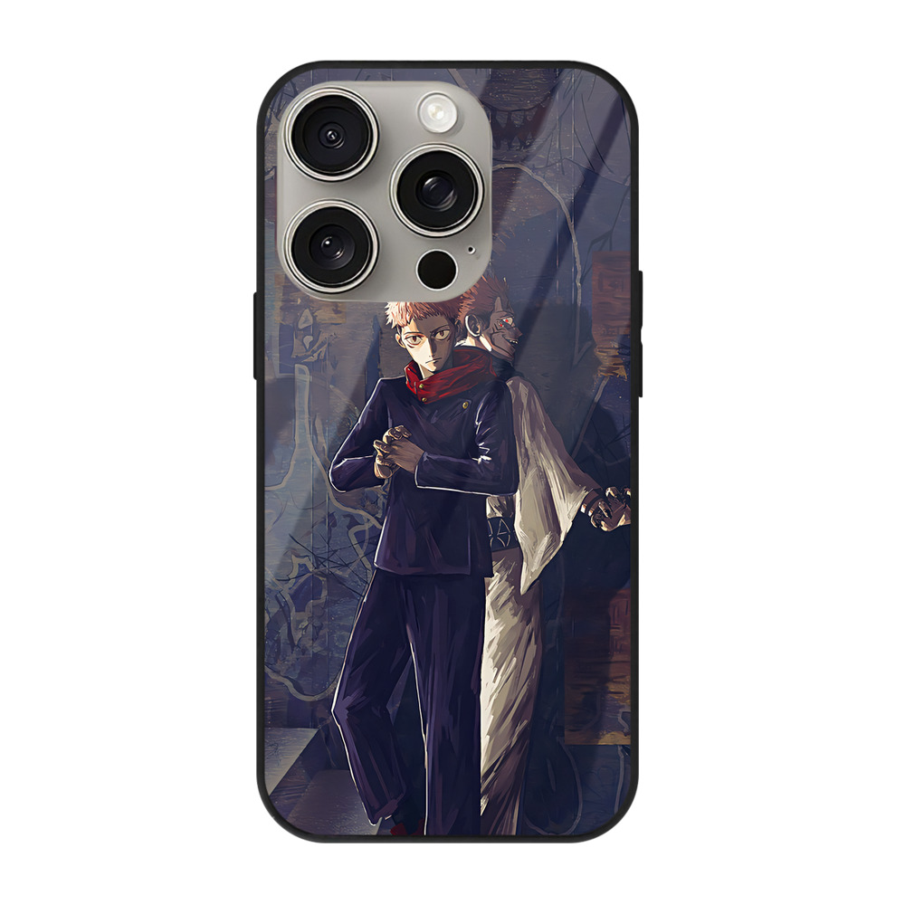 （画像用） 呪術廻戦 Jujutsu Kaisen 【iPhone15Pro対応】スマホケース 耐衝撃＆黄変防止 背面ガラス