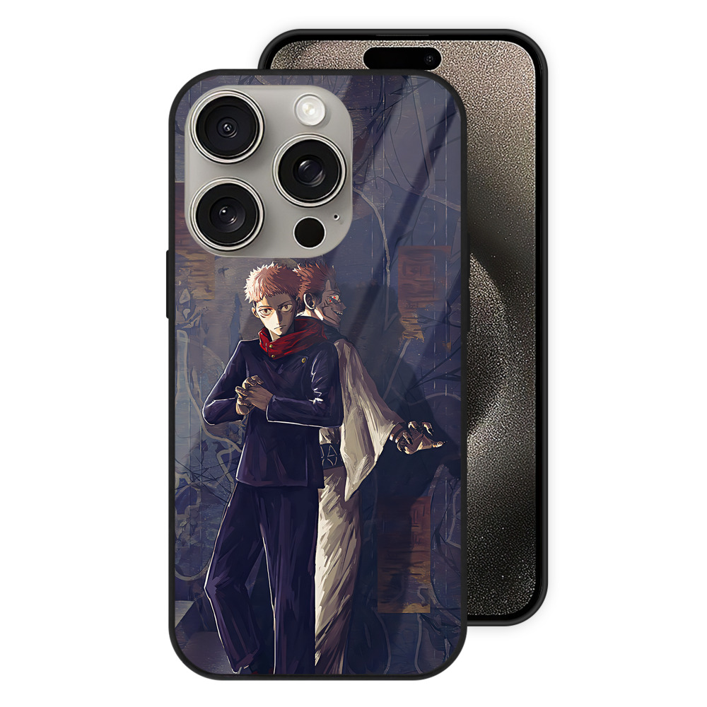 （画像用） 呪術廻戦 Jujutsu Kaisen 【iPhone15Pro対応】スマホケース 耐衝撃＆黄変防止 背面ガラス