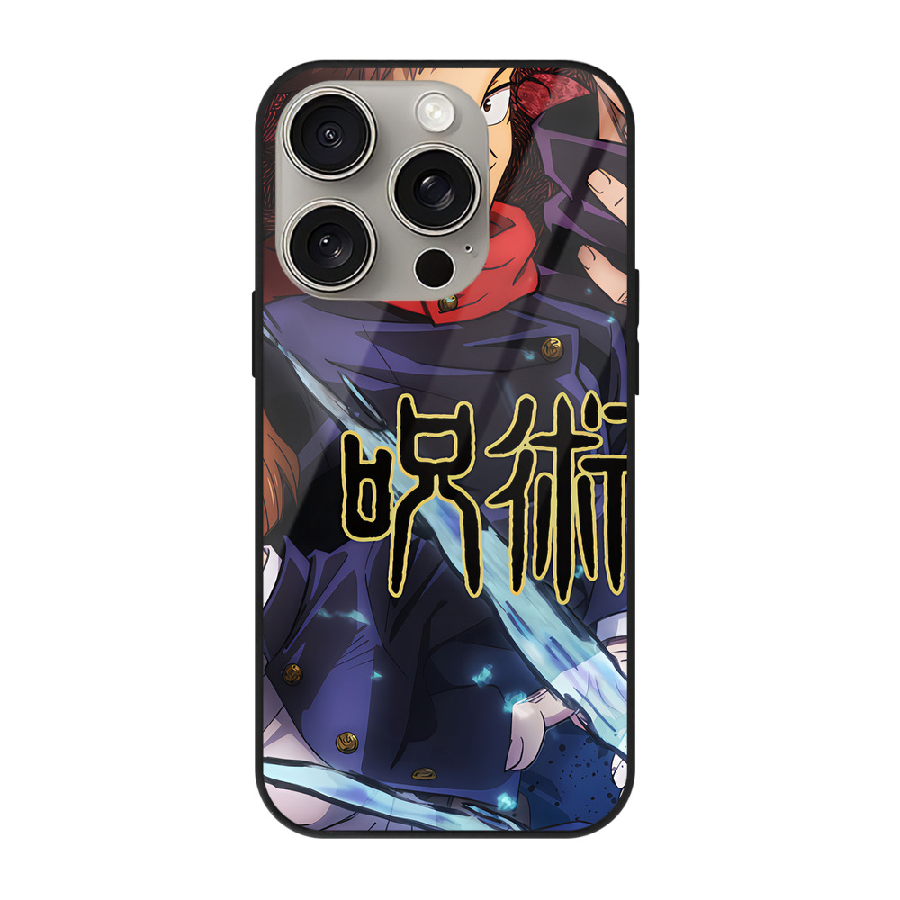 （画像用） 呪術廻戦 Jujutsu Kaisen 【iPhone15Pro対応】スマホケース 耐衝撃＆黄変防止 背面ガラス