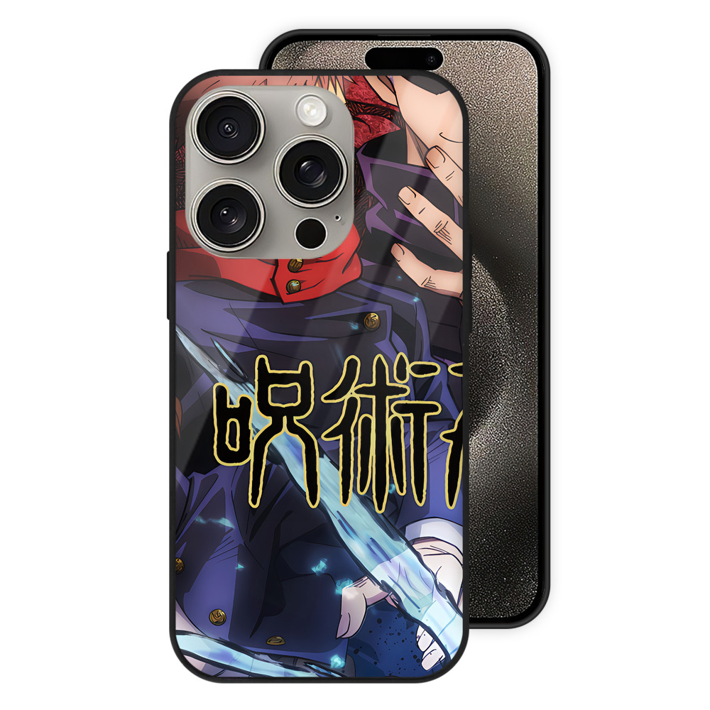 （画像用） 呪術廻戦 Jujutsu Kaisen 【iPhone15Pro対応】スマホケース 耐衝撃＆黄変防止 背面ガラス