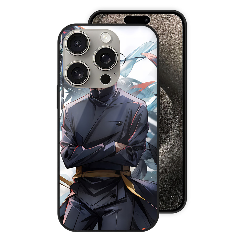 （画像用） 呪術廻戦 Jujutsu Kaisen 【iPhone15Pro対応】スマホケース 耐衝撃＆黄変防止 背面ガラス