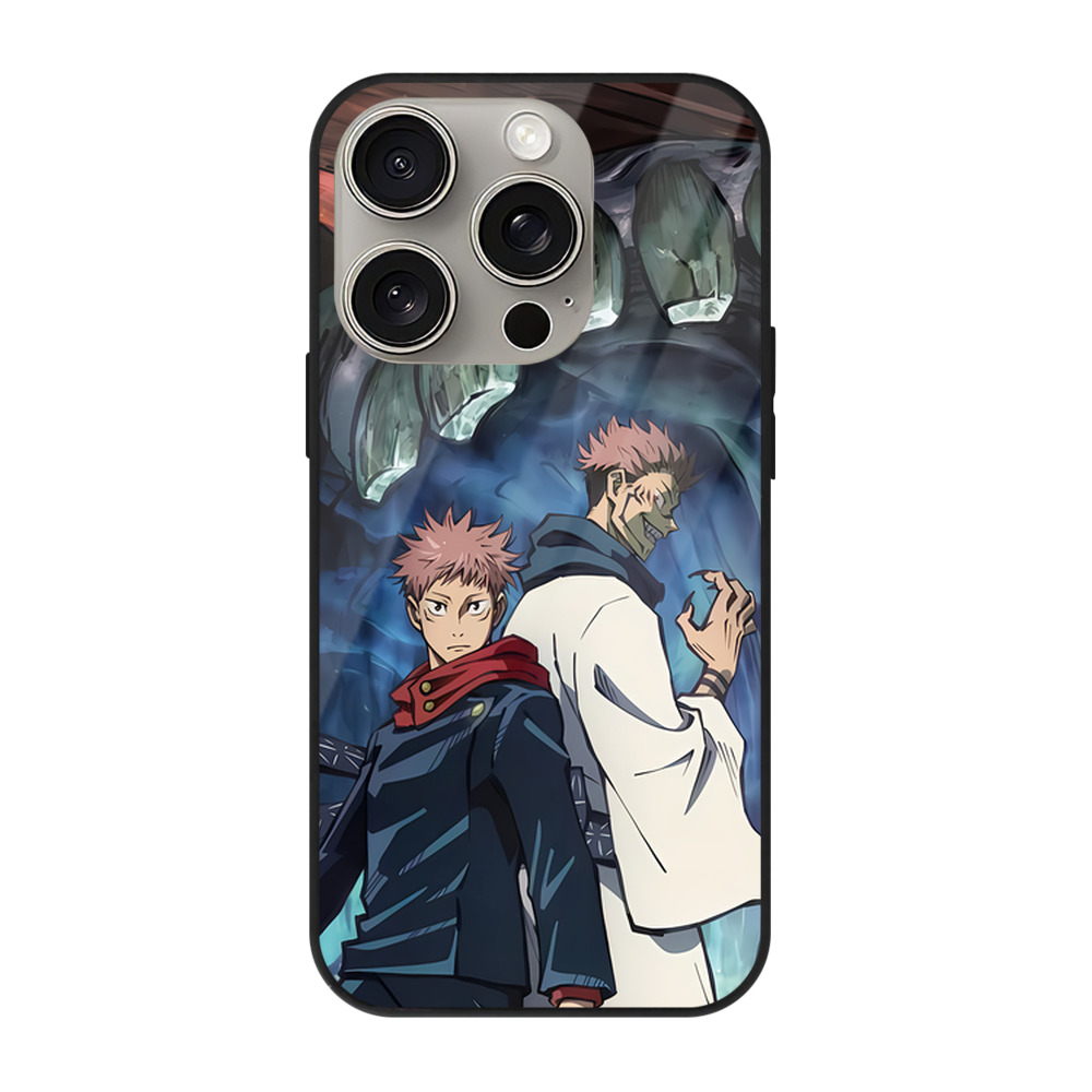 （画像用） 呪術廻戦 Jujutsu Kaisen 【iPhone15Pro対応】スマホケース 耐衝撃＆黄変防止 背面ガラス