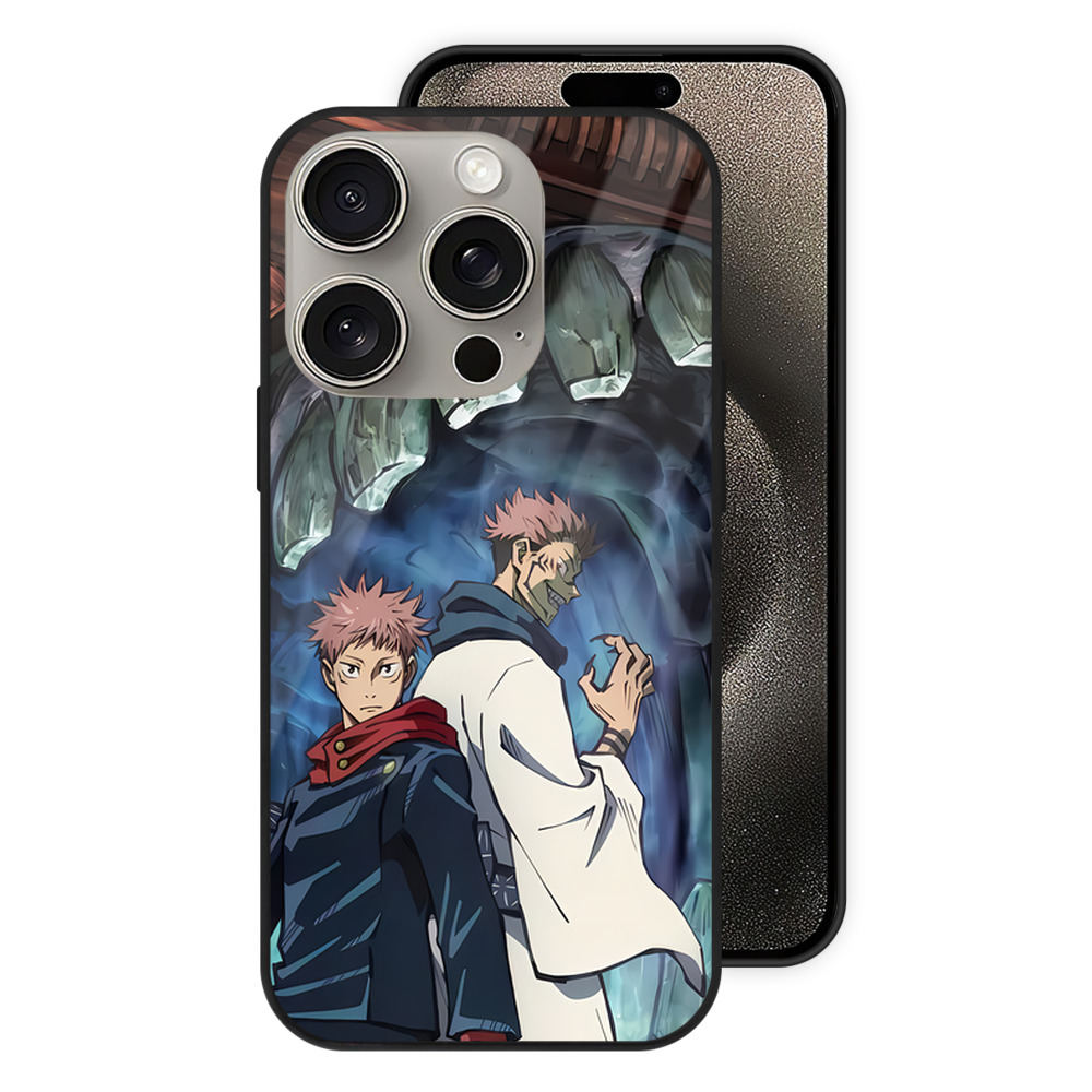 （画像用） 呪術廻戦 Jujutsu Kaisen 【iPhone15Pro対応】スマホケース 耐衝撃＆黄変防止 背面ガラス
