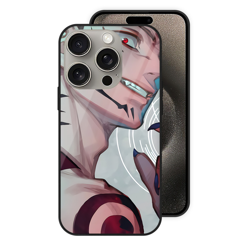 （画像用） 呪術廻戦 Jujutsu Kaisen 【iPhone15Pro対応】スマホケース 耐衝撃＆黄変防止 背面ガラス