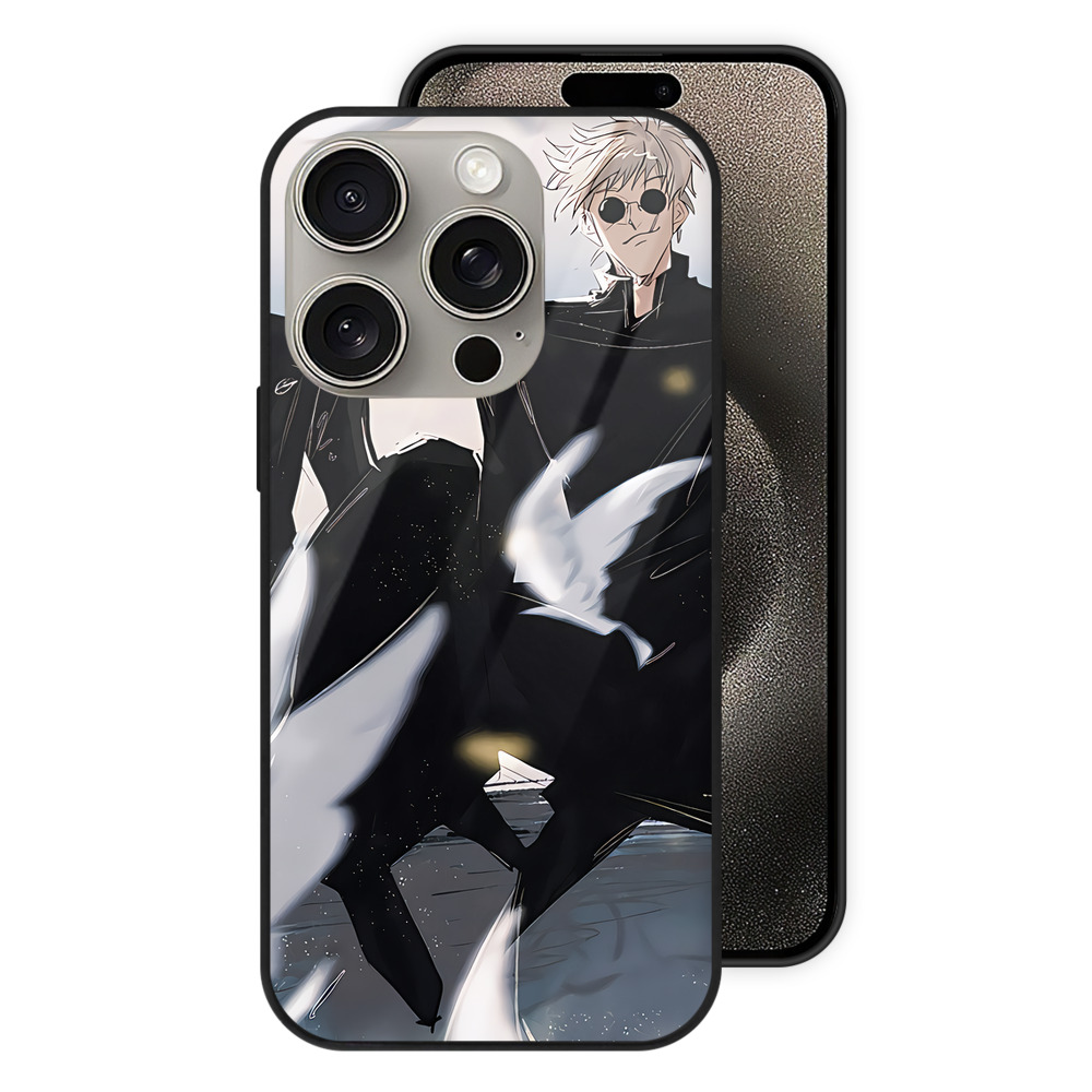 （画像用） 呪術廻戦 Jujutsu Kaisen 【iPhone15Pro対応】スマホケース 耐衝撃＆黄変防止 背面ガラス