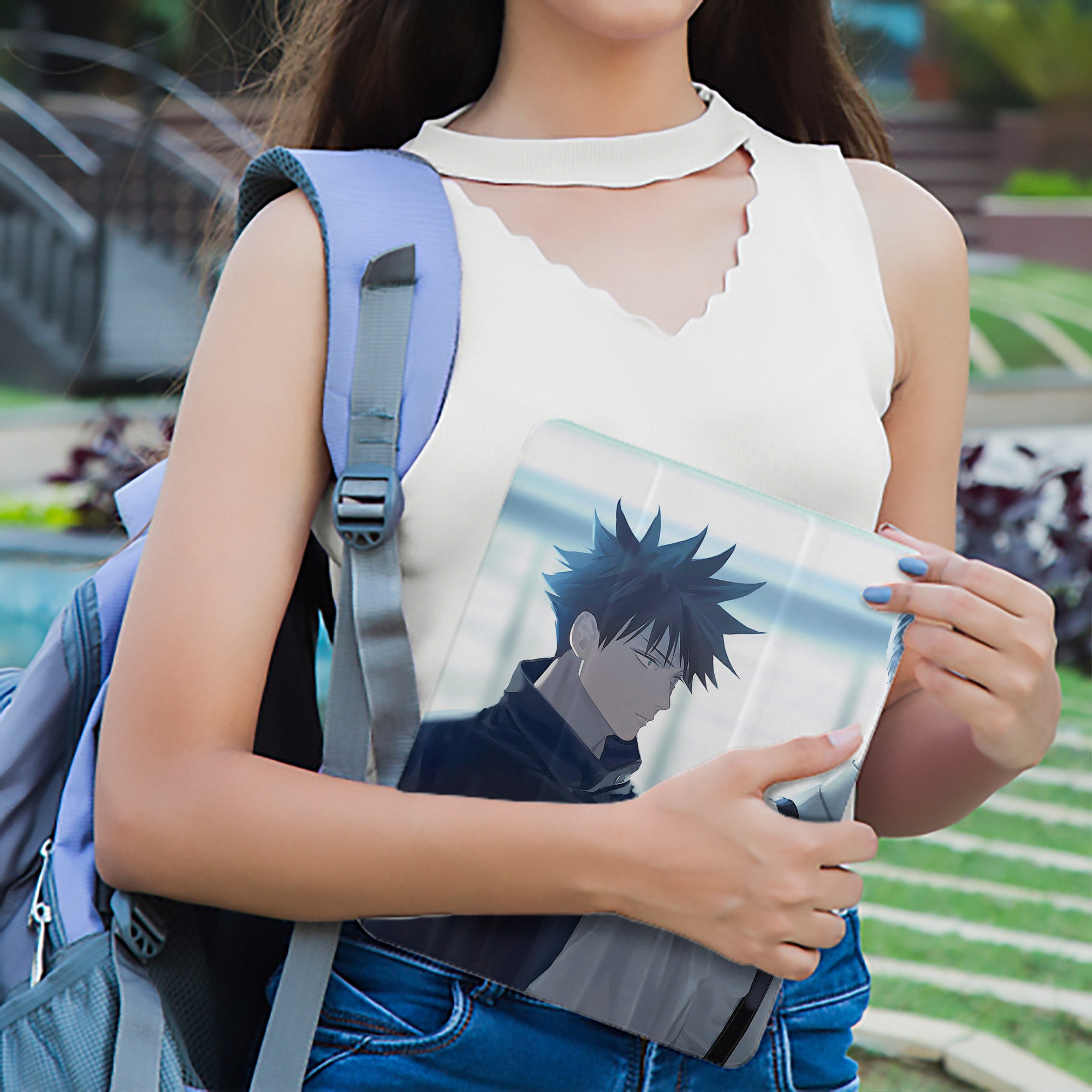 呪術廻戦 Jujutsu Kaisen IPad ケース ペン収納付き 三つ折りスタンド PUレザー×シリコン 対応機種9.5/10.5/10.9インチ