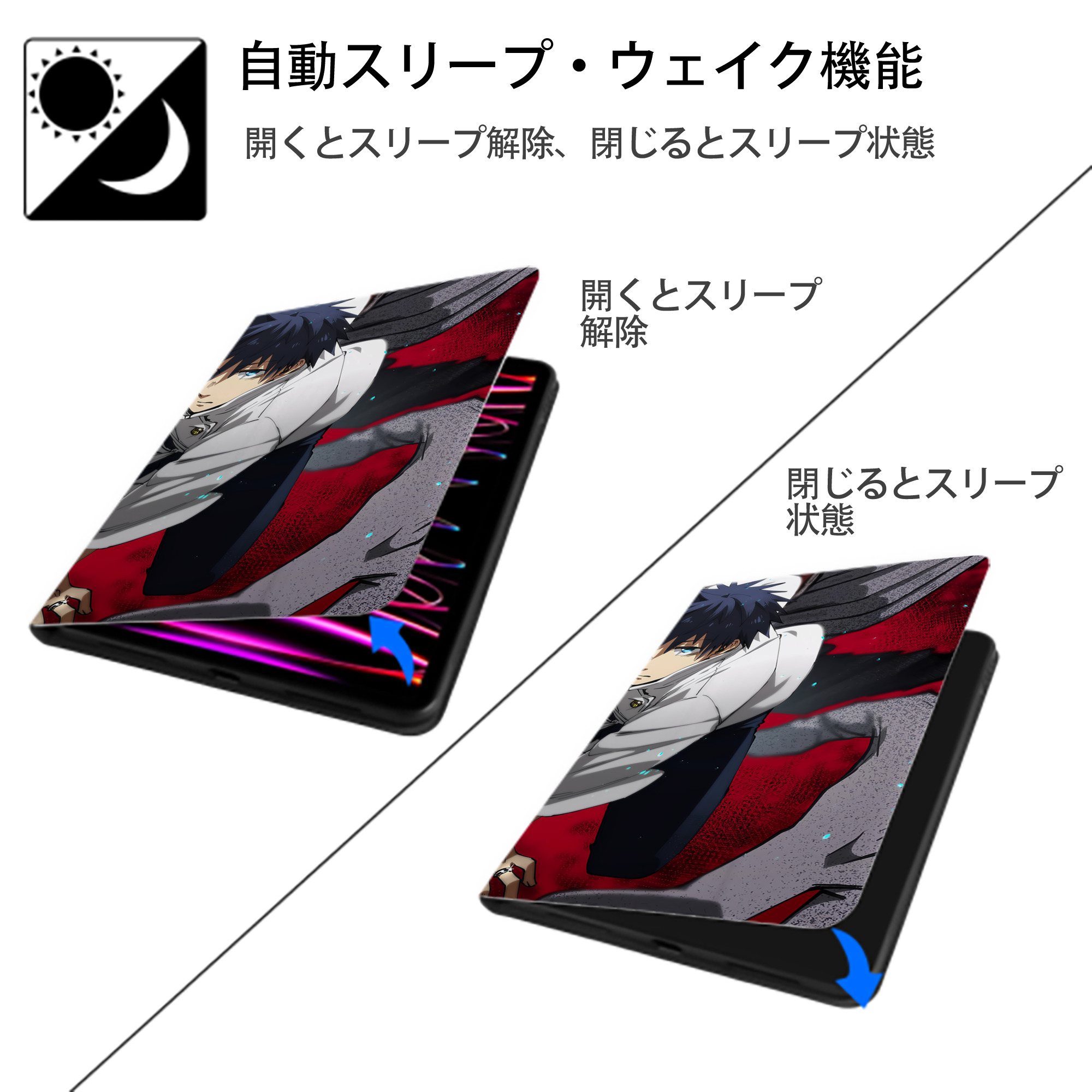 呪術廻戦 Jujutsu Kaisen IPad ケース ブック型 PUレザー TPU 耐衝撃 軽量 薄型 ペン収納なし 全面保護 IPad 各モデル対応