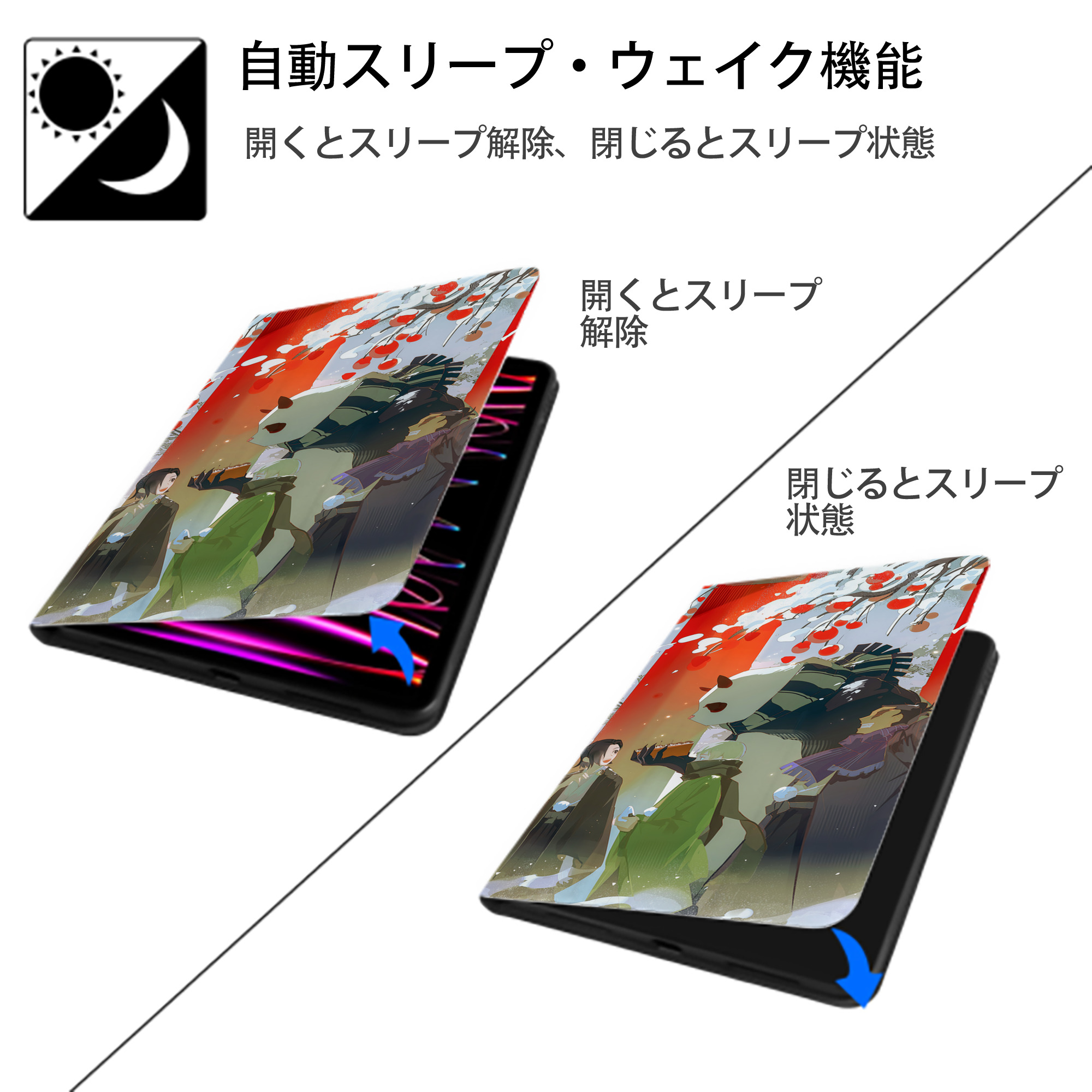 呪術廻戦 Jujutsu Kaisen IPad ケース ブック型 PUレザー TPU 耐衝撃 軽量 薄型 ペン収納なし 全面保護 IPad 各モデル対応