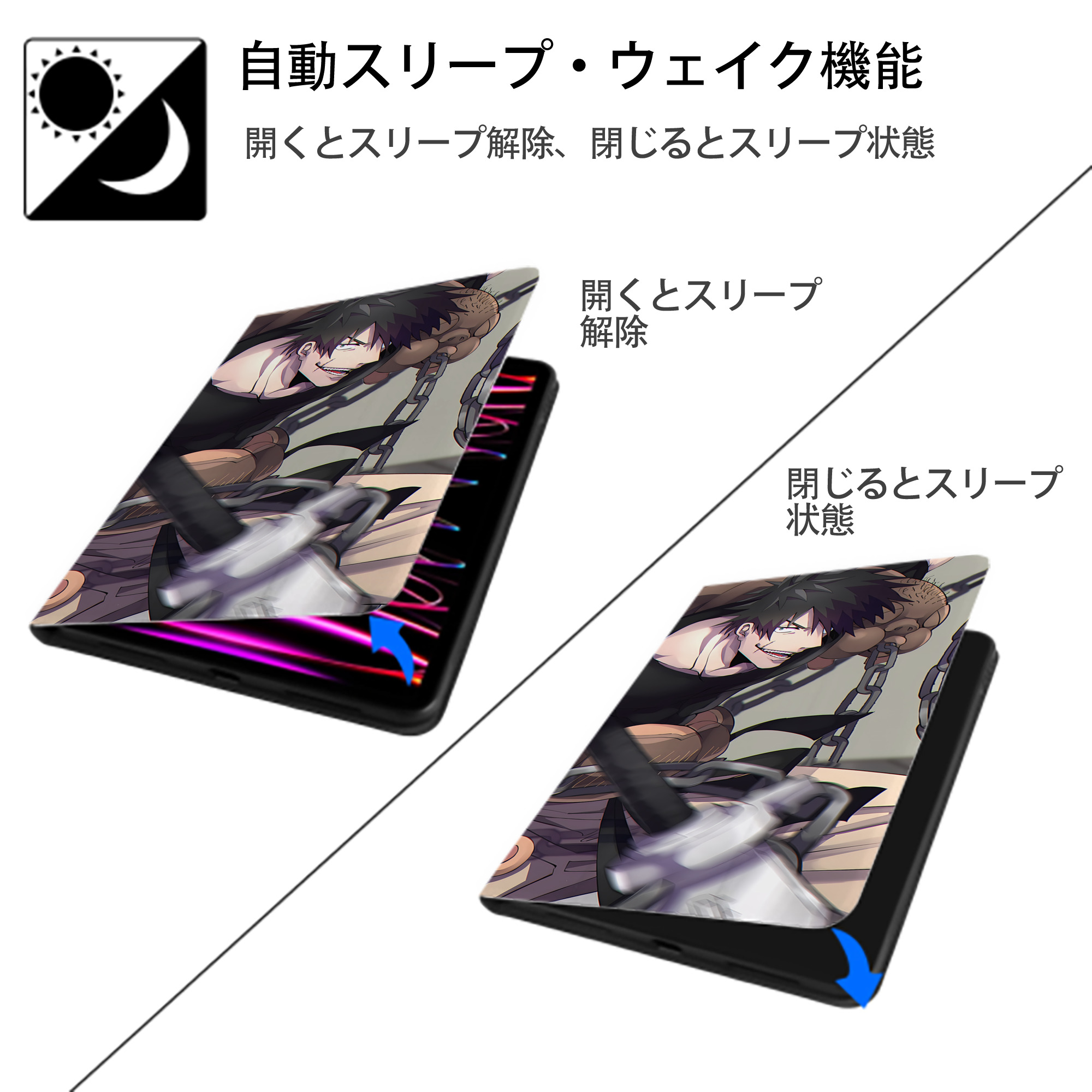 呪術廻戦 Jujutsu Kaisen IPad ケース ブック型 PUレザー TPU 耐衝撃 軽量 薄型 ペン収納なし 全面保護 IPad 各モデル対応