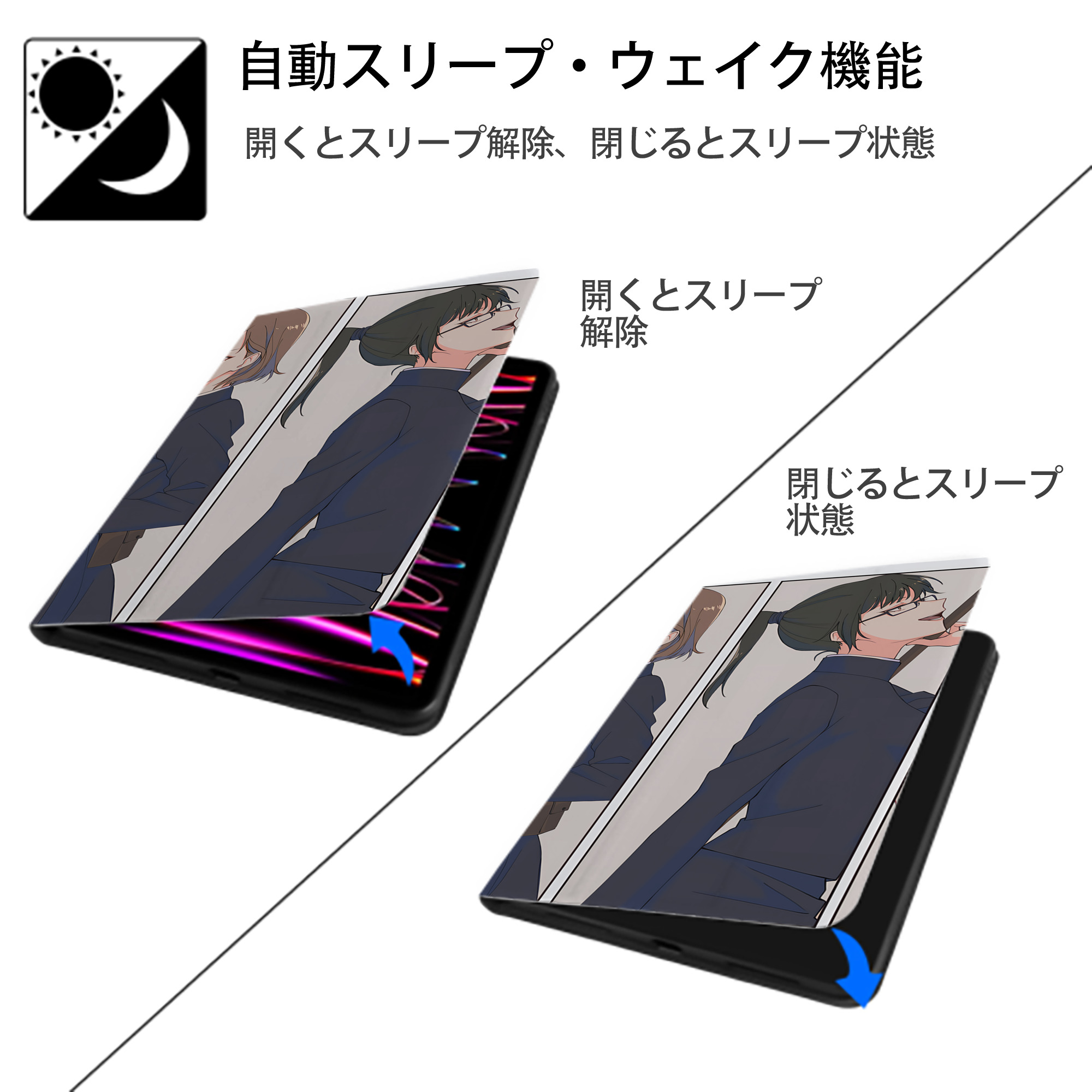 呪術廻戦 Jujutsu Kaisen IPad ケース ブック型 PUレザー TPU 耐衝撃 軽量 薄型 ペン収納なし 全面保護 IPad 各モデル対応