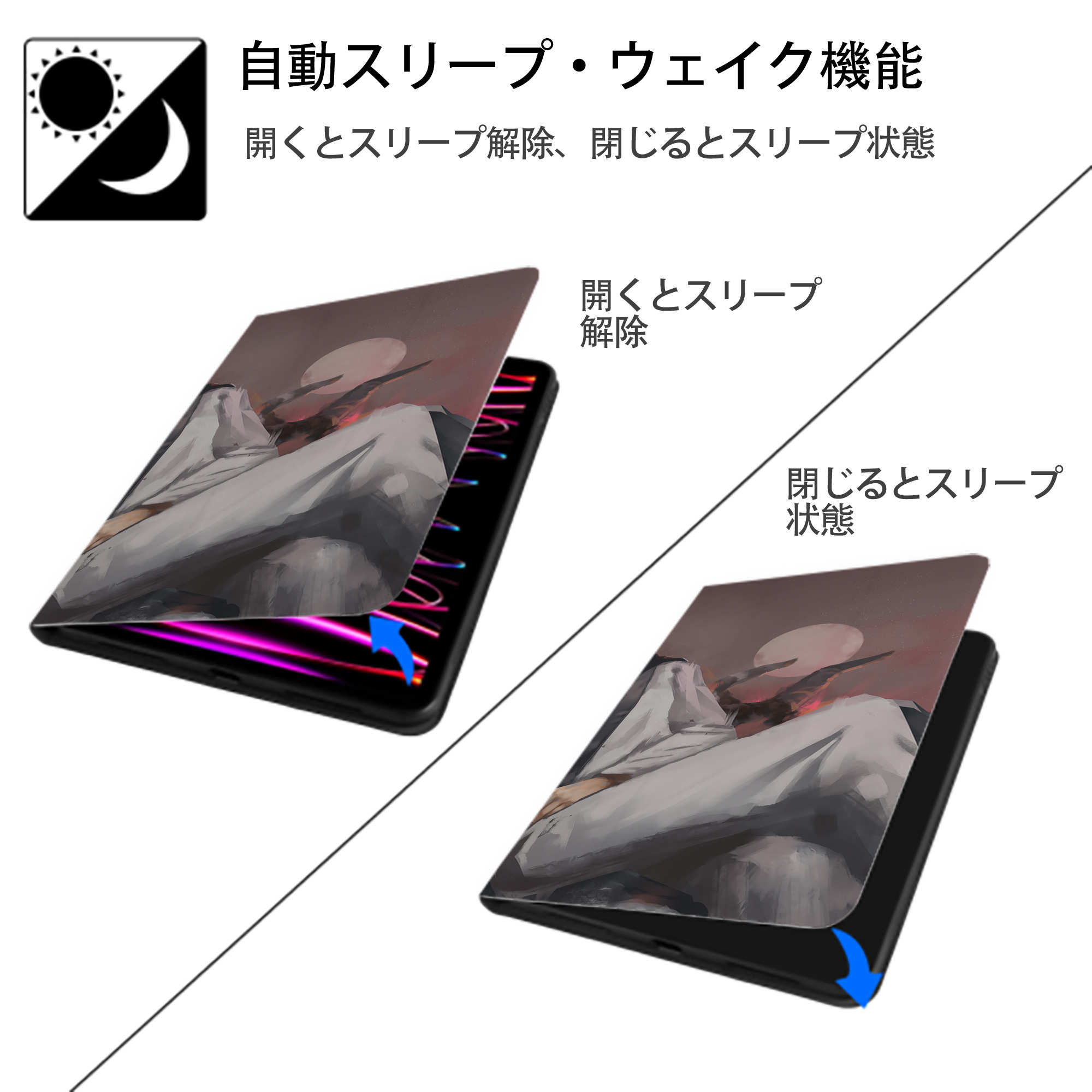 呪術廻戦 Jujutsu Kaisen IPad ケース ブック型 PUレザー TPU 耐衝撃 軽量 薄型 ペン収納なし 全面保護 IPad 各モデル対応