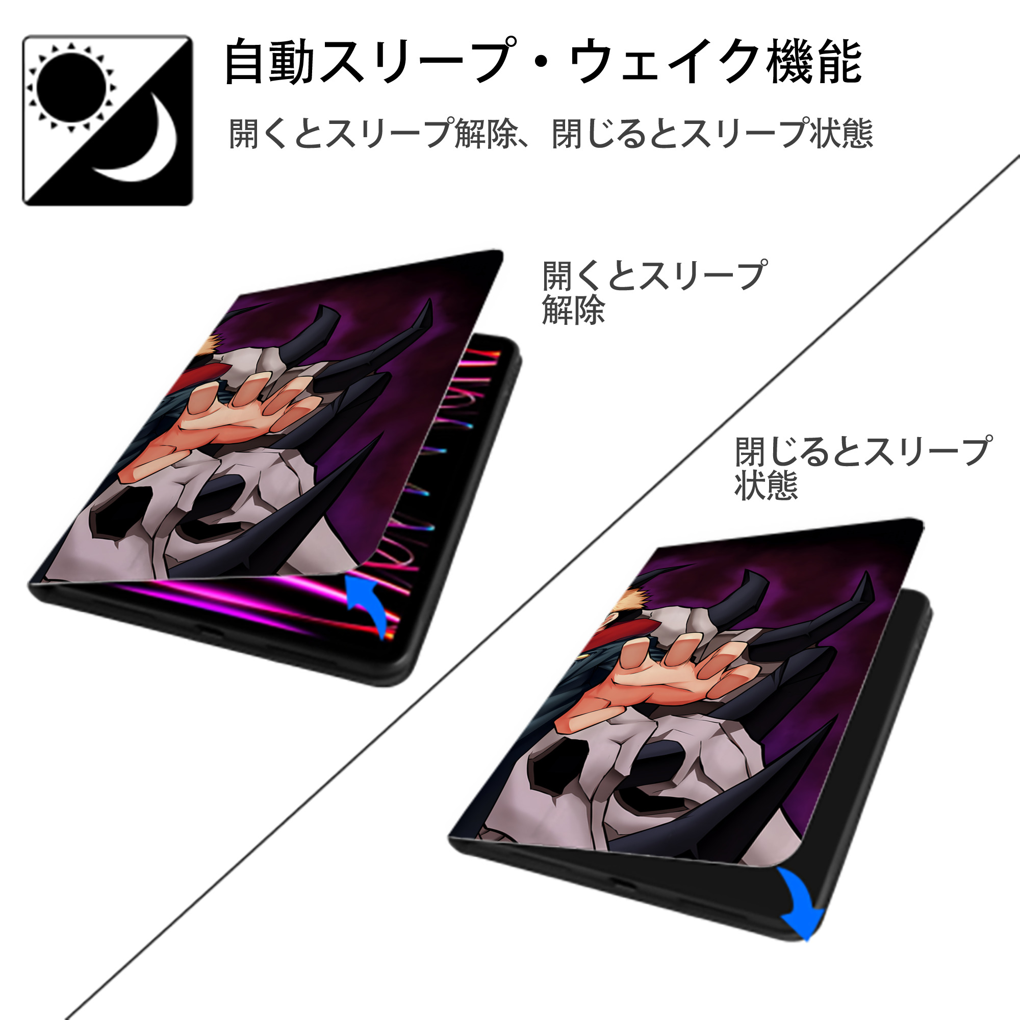 呪術廻戦 Jujutsu Kaisen IPad ケース ブック型 PUレザー TPU 耐衝撃 軽量 薄型 ペン収納なし 全面保護 IPad 各モデル対応