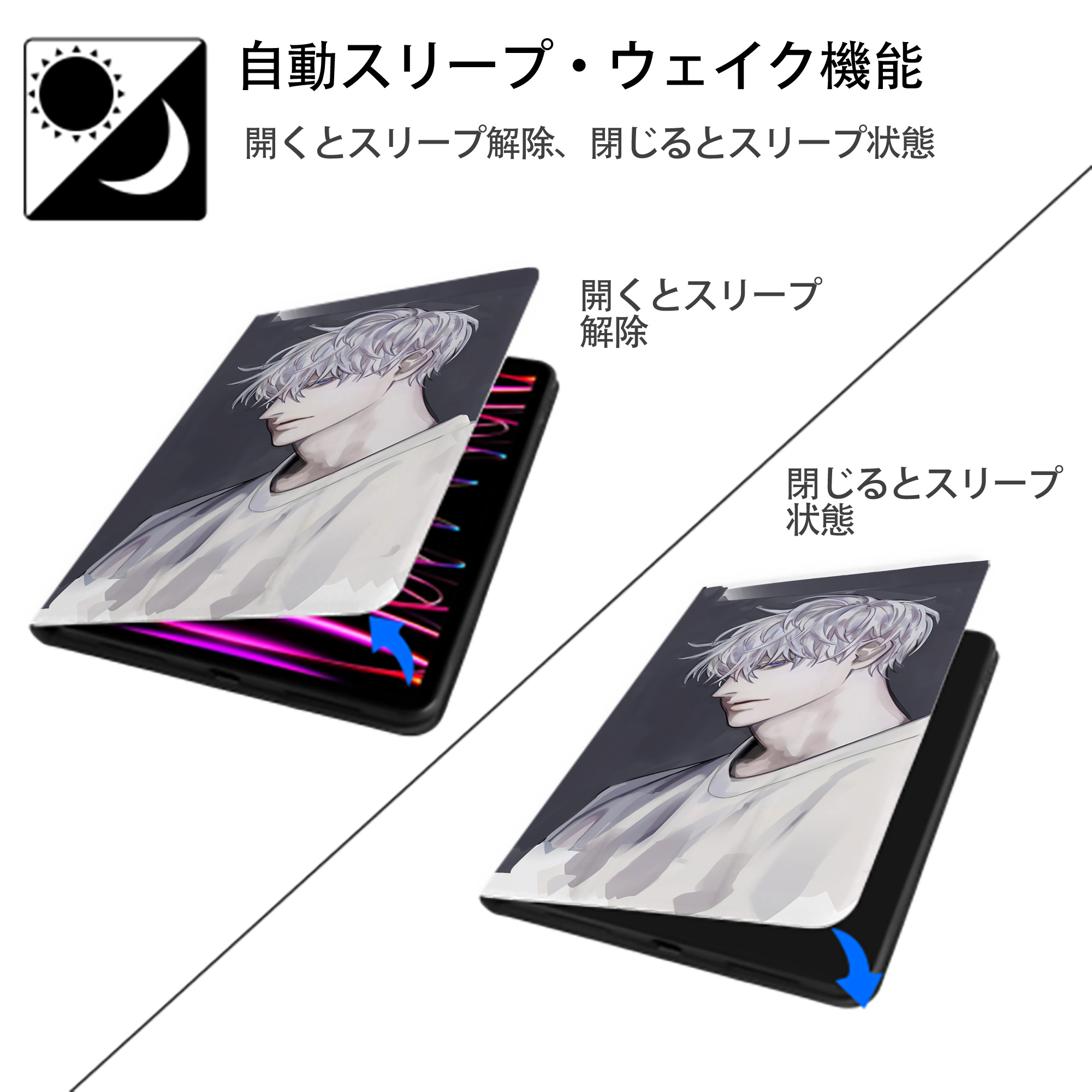 呪術廻戦 Jujutsu Kaisen IPad ケース ブック型 PUレザー TPU 耐衝撃 軽量 薄型 ペン収納なし 全面保護 IPad 各モデル対応