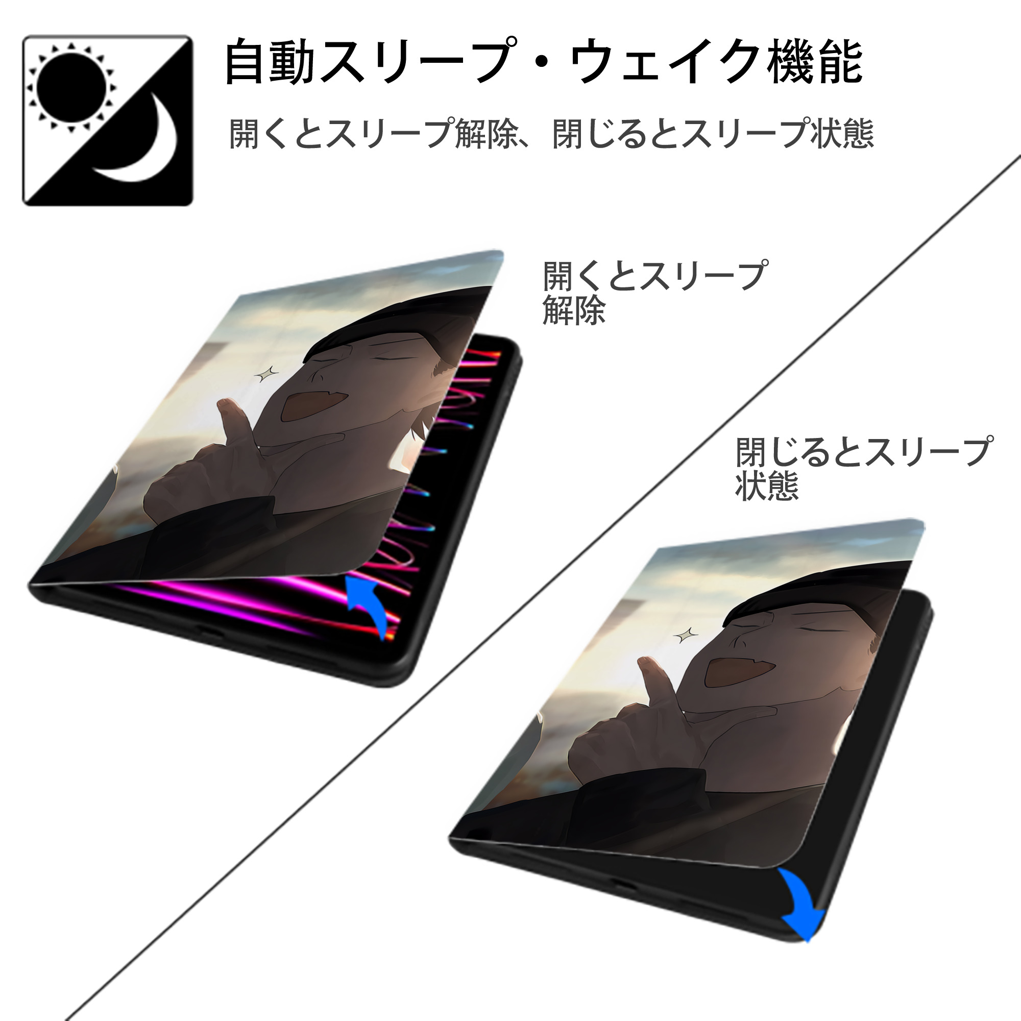 呪術廻戦 Jujutsu Kaisen IPad ケース ブック型 PUレザー TPU 耐衝撃 軽量 薄型 ペン収納なし 全面保護 IPad 各モデル対応