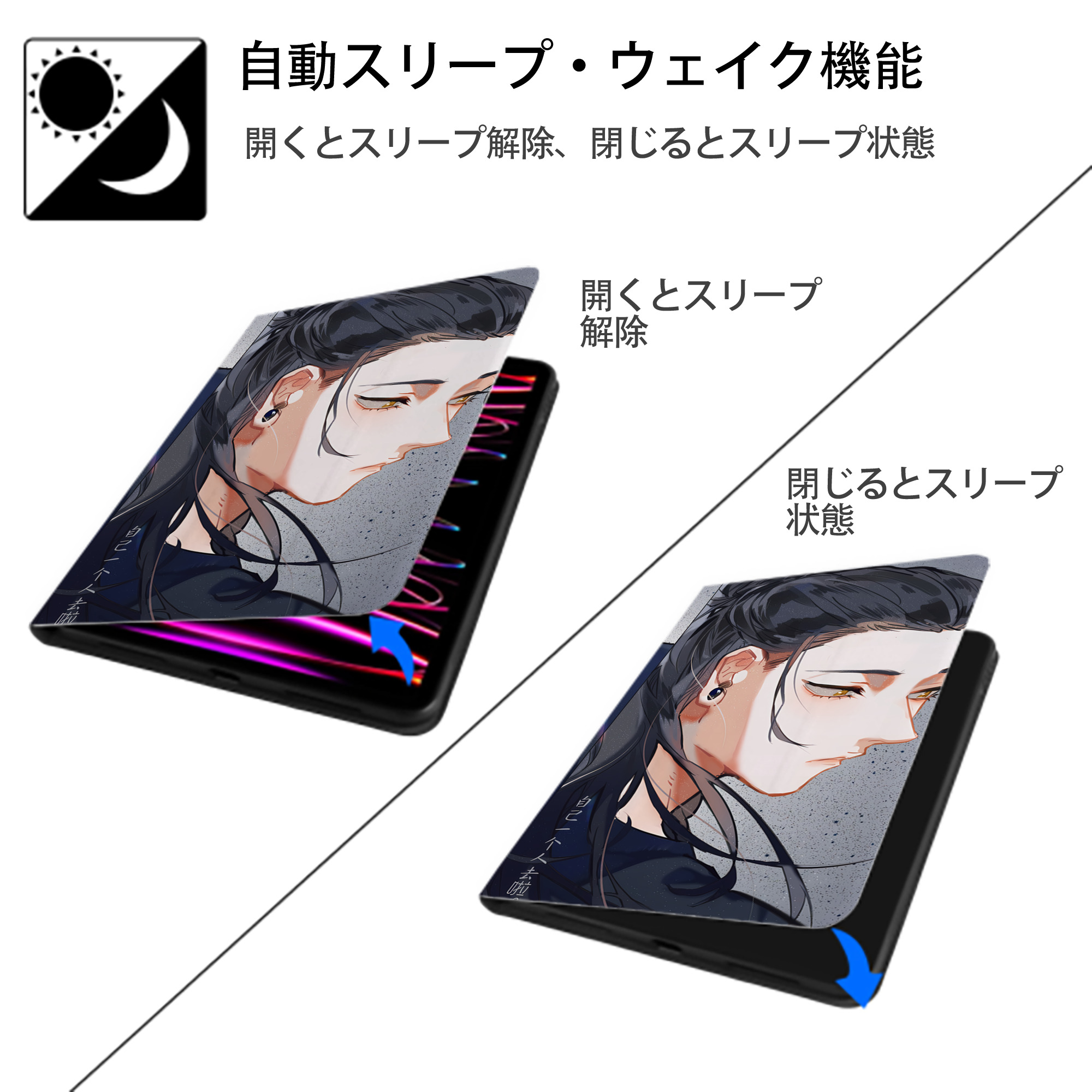 呪術廻戦 Jujutsu Kaisen IPad ケース ブック型 PUレザー TPU 耐衝撃 軽量 薄型 ペン収納なし 全面保護 IPad 各モデル対応