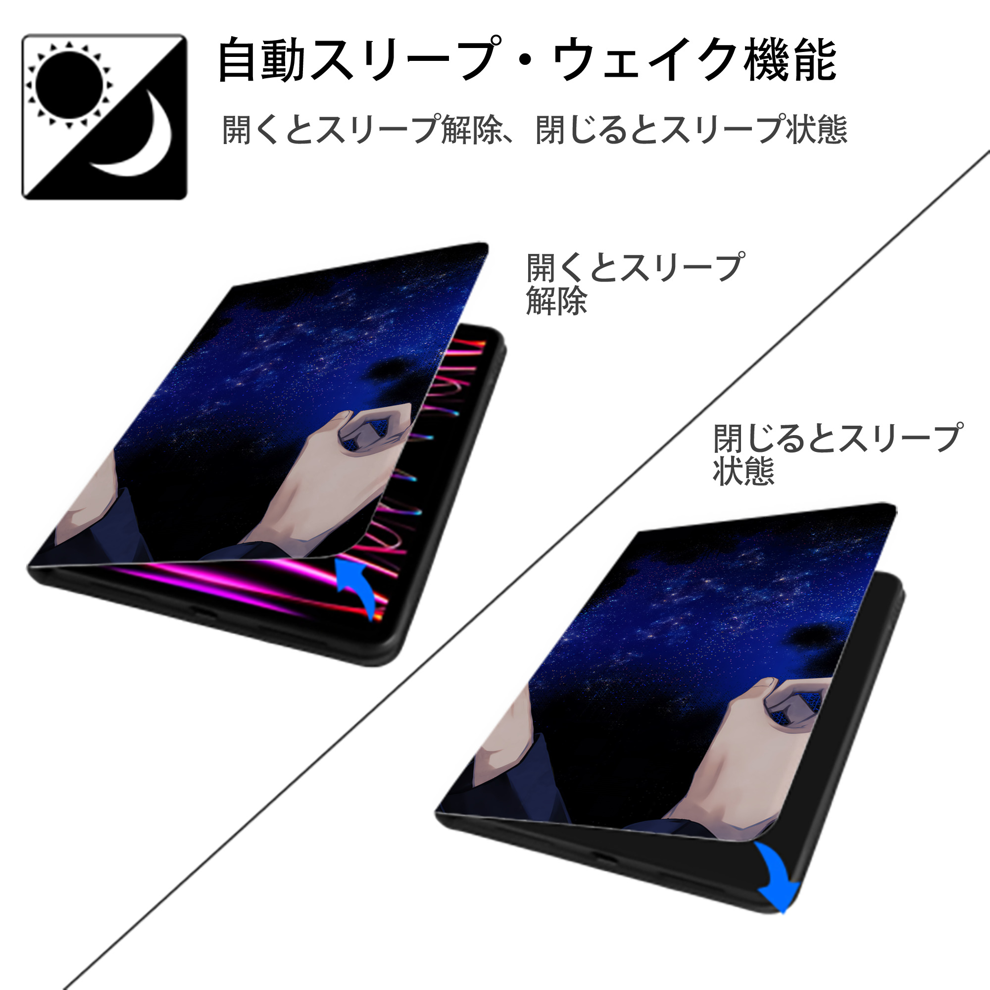 呪術廻戦 Jujutsu Kaisen IPad ケース ブック型 PUレザー TPU 耐衝撃 軽量 薄型 ペン収納なし 全面保護 IPad 各モデル対応