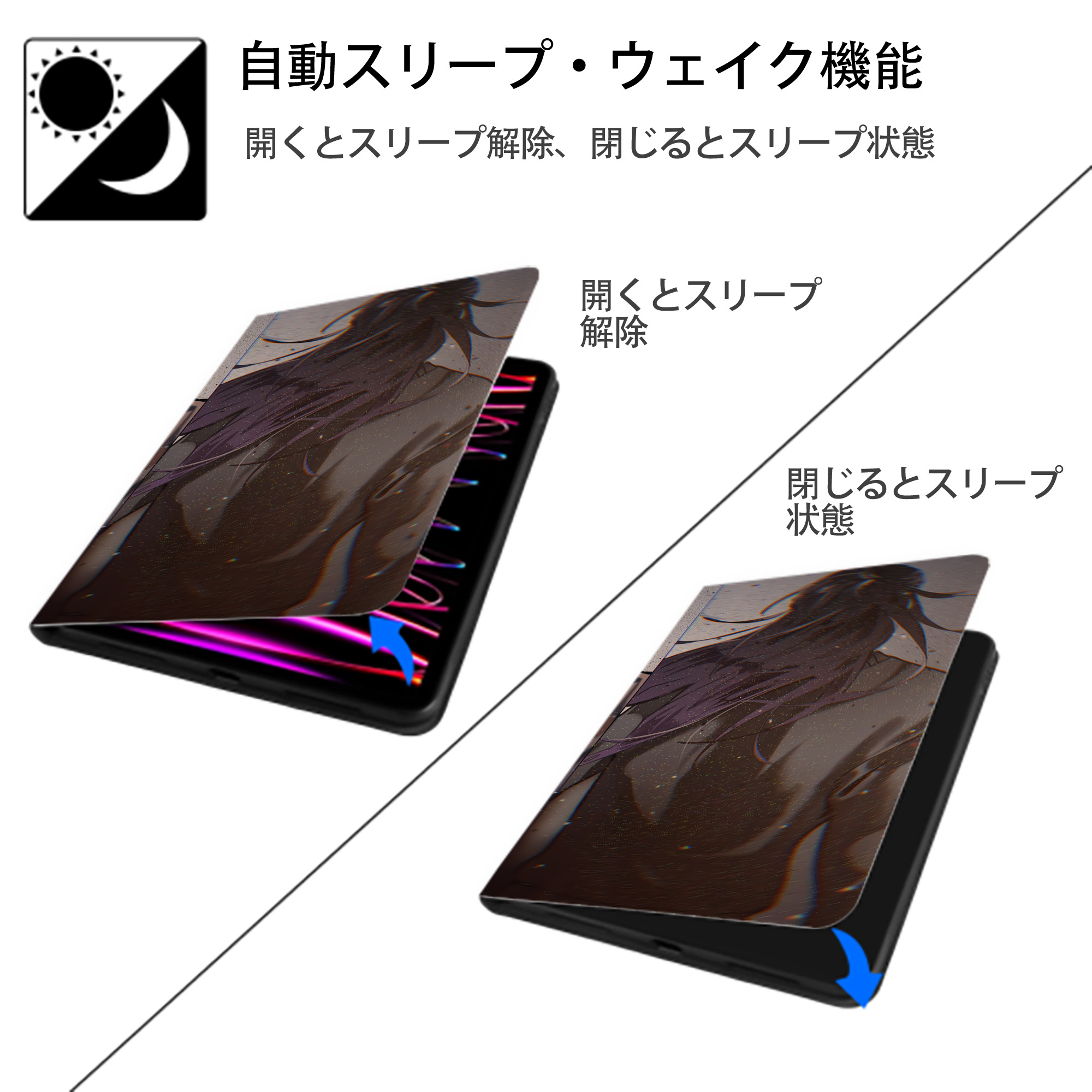 呪術廻戦 Jujutsu Kaisen IPad ケース ブック型 PUレザー TPU 耐衝撃 軽量 薄型 ペン収納なし 全面保護 IPad 各モデル対応