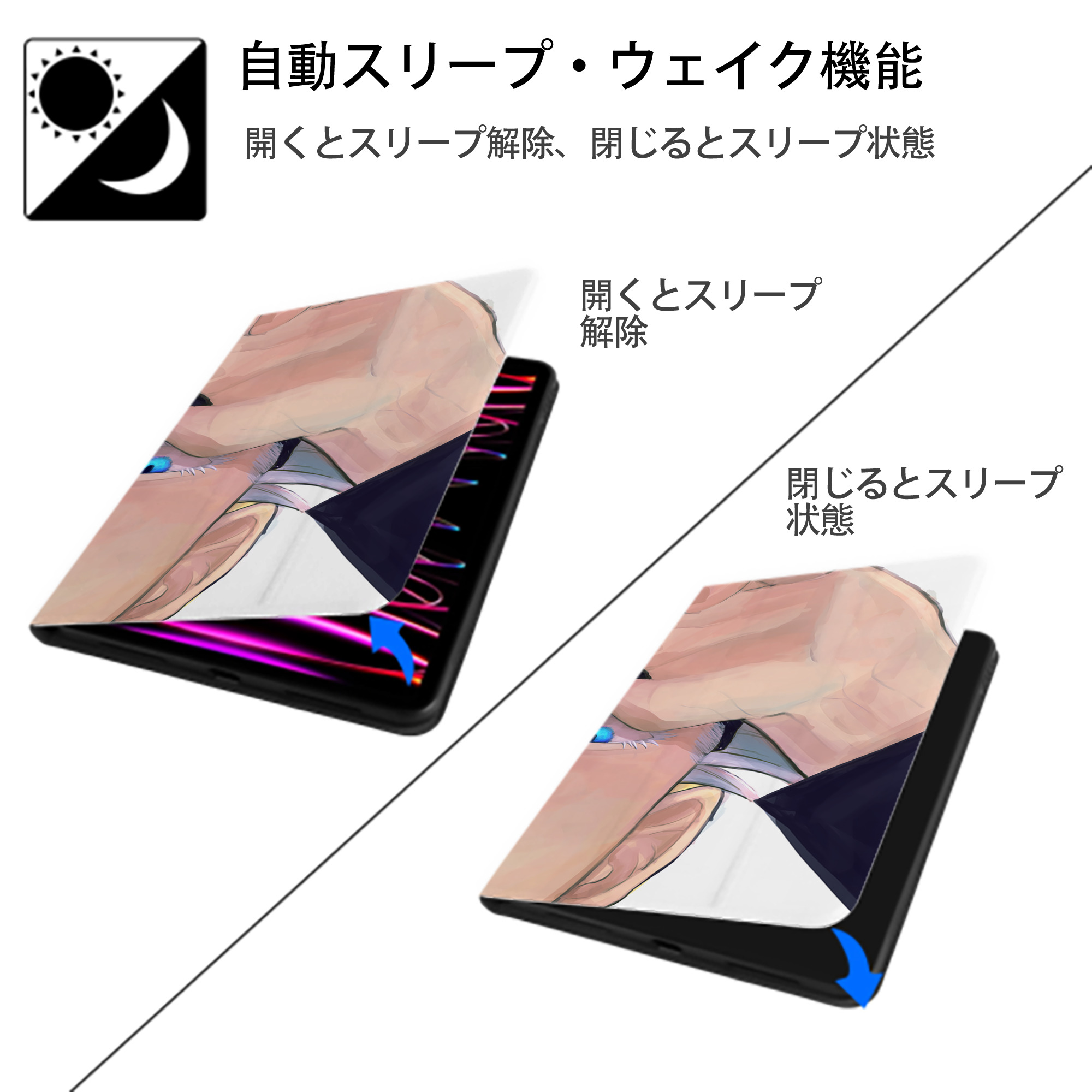 呪術廻戦 Jujutsu Kaisen IPad ケース ブック型 PUレザー TPU 耐衝撃 軽量 薄型 ペン収納なし 全面保護 IPad 各モデル対応