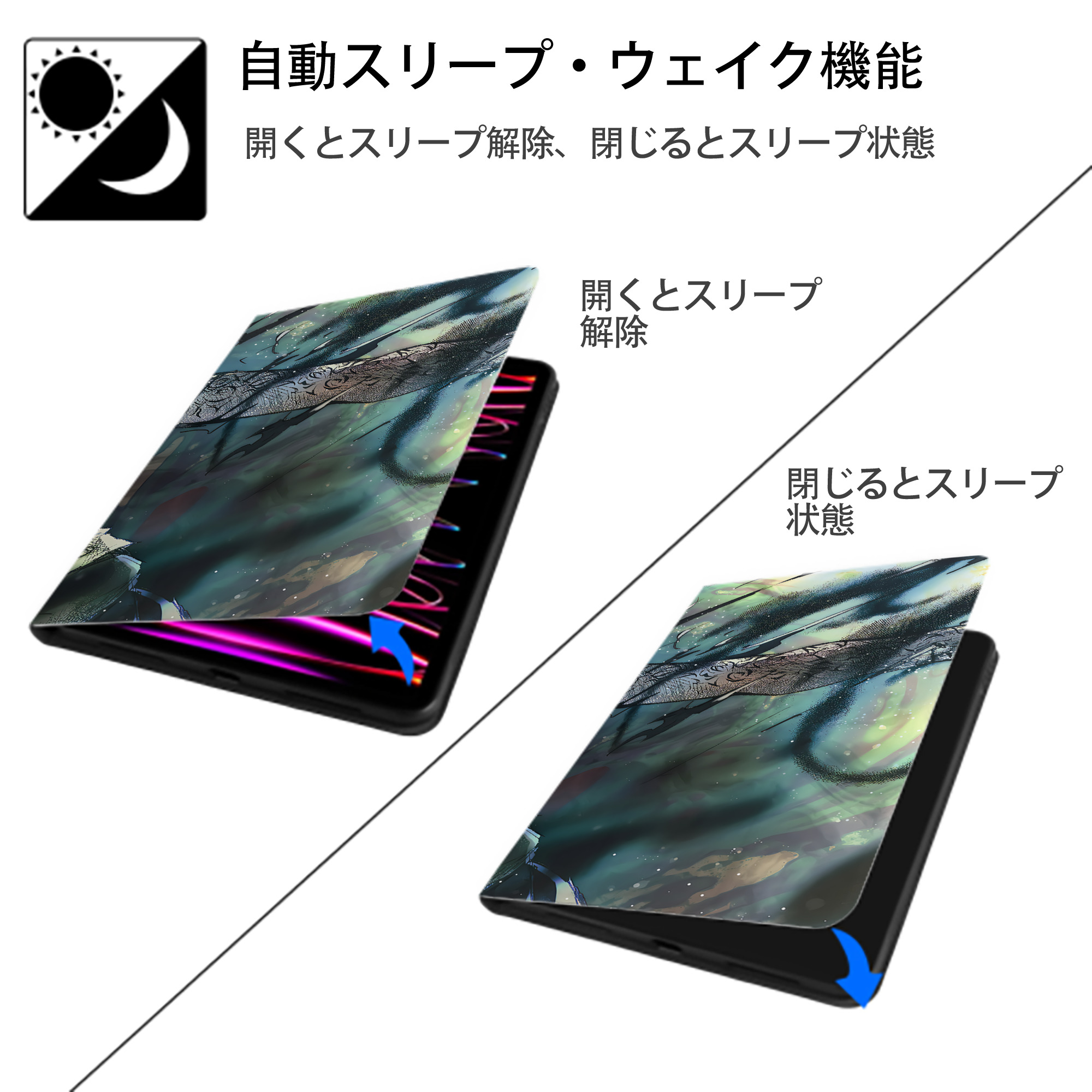 呪術廻戦 Jujutsu Kaisen IPadケース ペンホルダー付き ブックスタイルデザイン