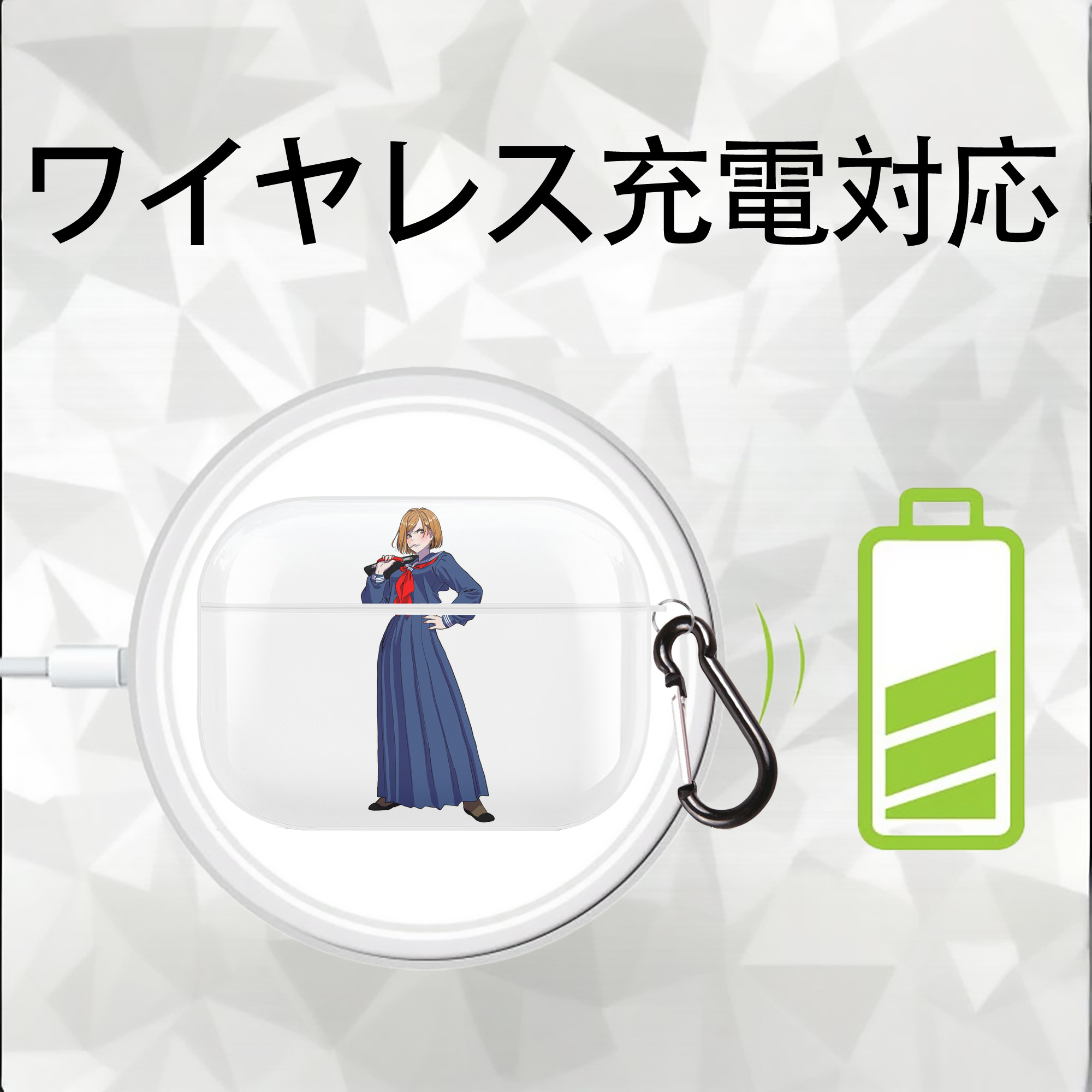 呪術廻戦 Jujutsu Kaisen 【AirPods Pro用】ハードシェル保護ケース 耐衝撃・防指紋・カラビナ付き商品仕様