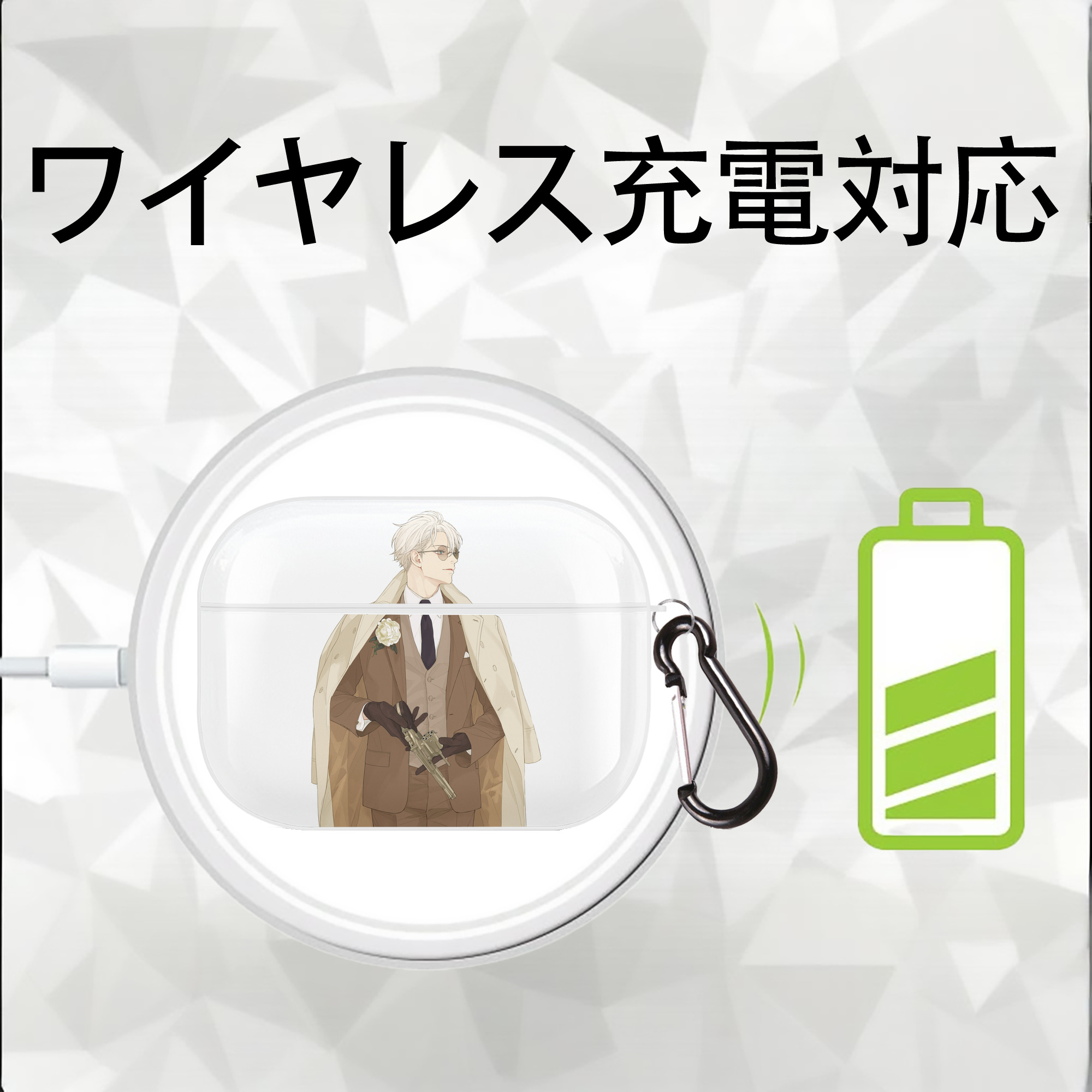 呪術廻戦 Jujutsu Kaisen 【AirPods Pro用】ハードシェル保護ケース 耐衝撃・防指紋・カラビナ付き商品仕様