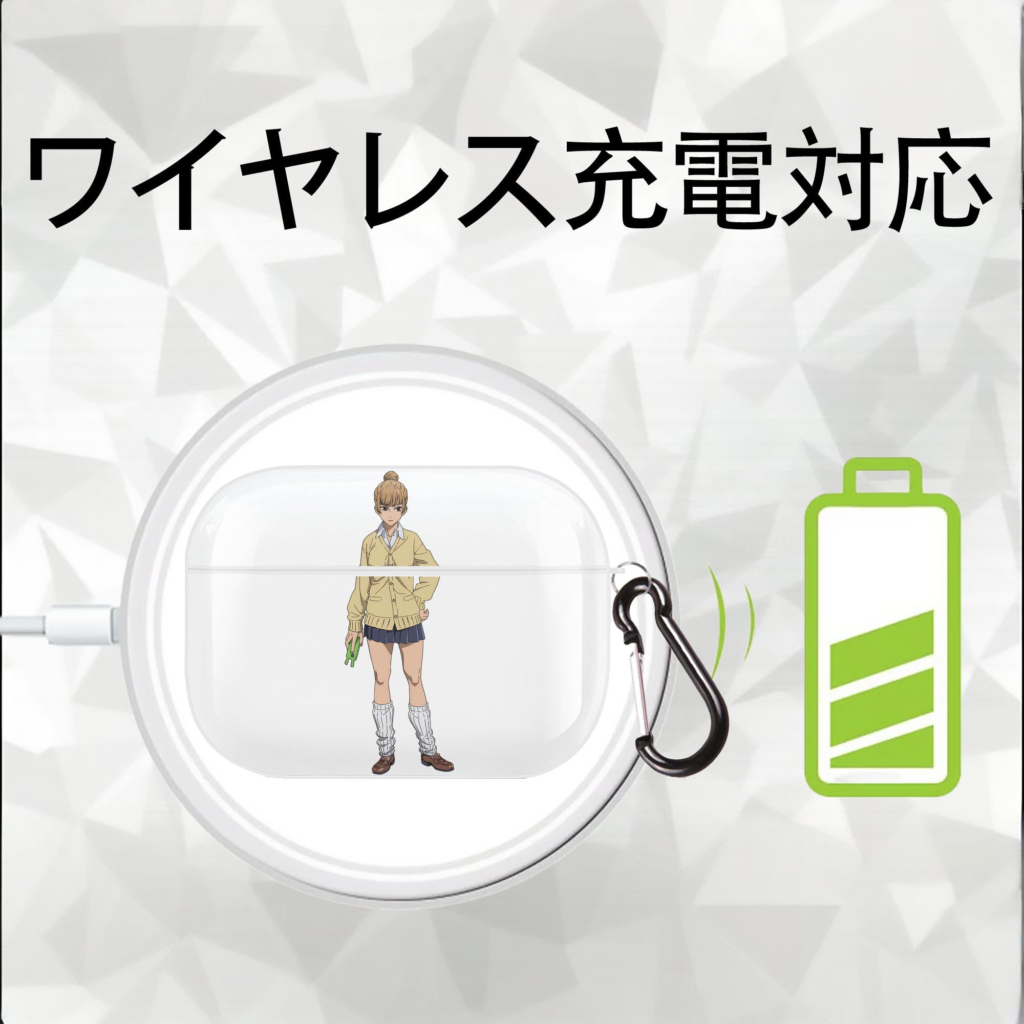 呪術廻戦 Jujutsu Kaisen 【AirPods Pro用】ハードシェル保護ケース 耐衝撃・防指紋・カラビナ付き商品仕様