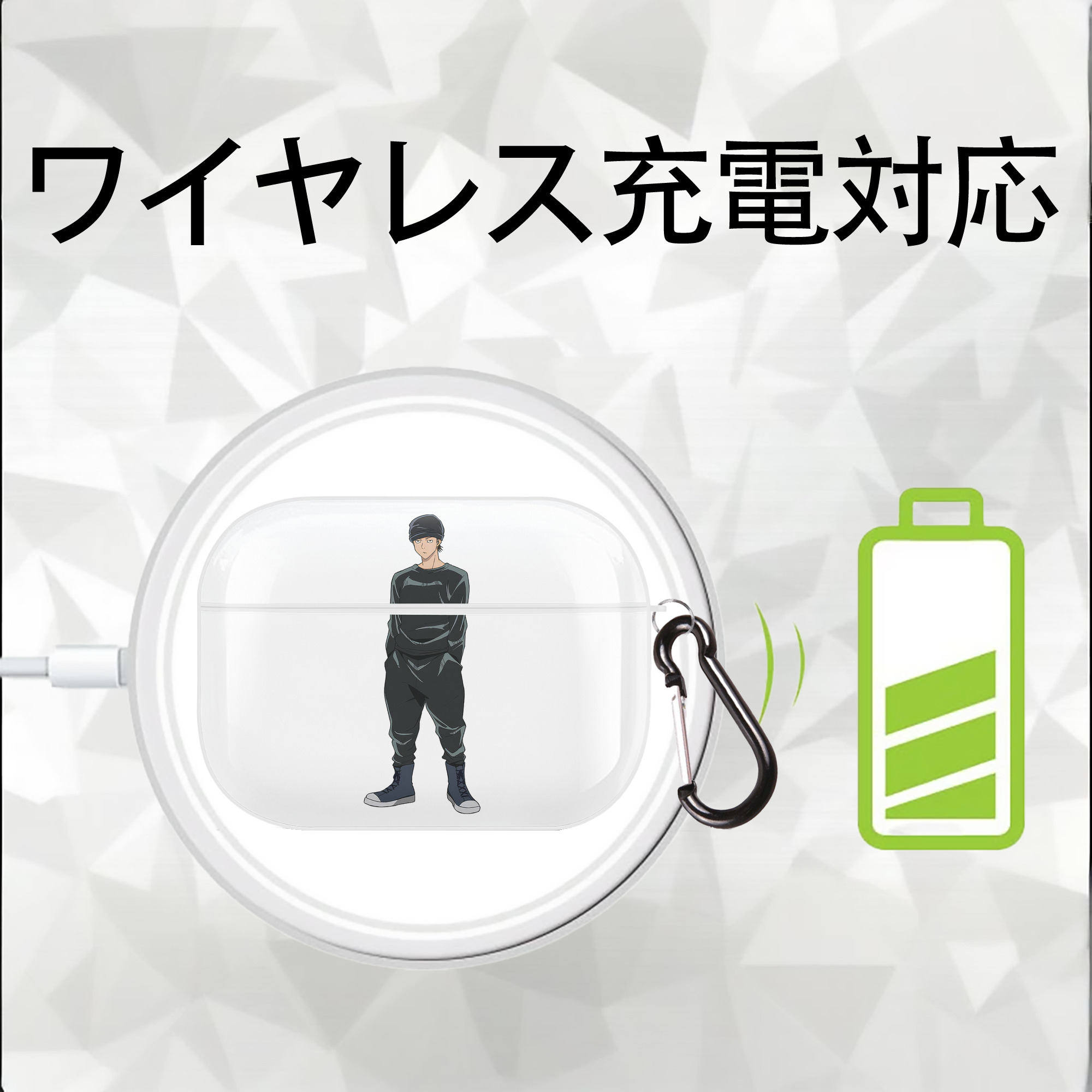 呪術廻戦 Jujutsu Kaisen 【AirPods Pro用】ハードシェル保護ケース 耐衝撃・防指紋・カラビナ付き商品仕様
