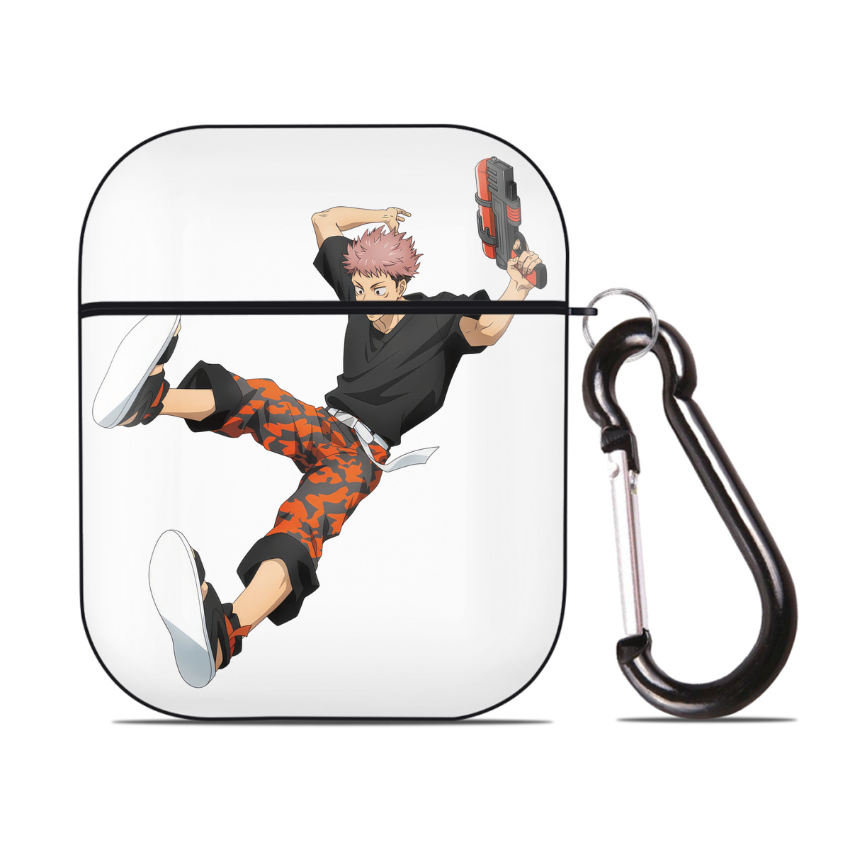 （画像用） 呪術廻戦 Jujutsu Kaisen AirPods 第2世代保護ケース ハードシェル ブラック 耐衝撃・防指紋・カラビナ付き
