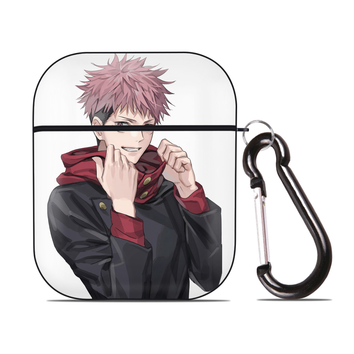 （画像用） 呪術廻戦 Jujutsu Kaisen AirPods 第2世代保護ケース ハードシェル ブラック 耐衝撃・防指紋・カラビナ付き