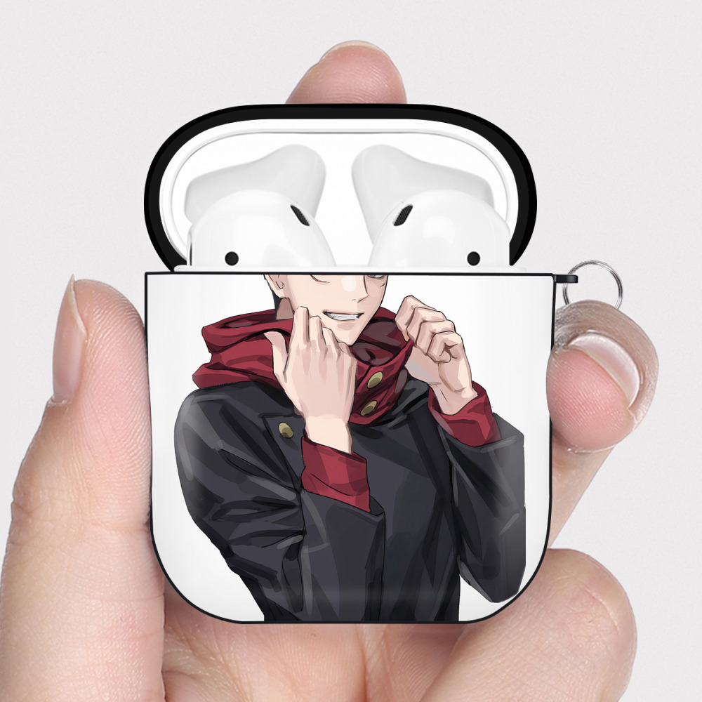 （画像用） 呪術廻戦 Jujutsu Kaisen AirPods 第2世代保護ケース ハードシェル ブラック 耐衝撃・防指紋・カラビナ付き
