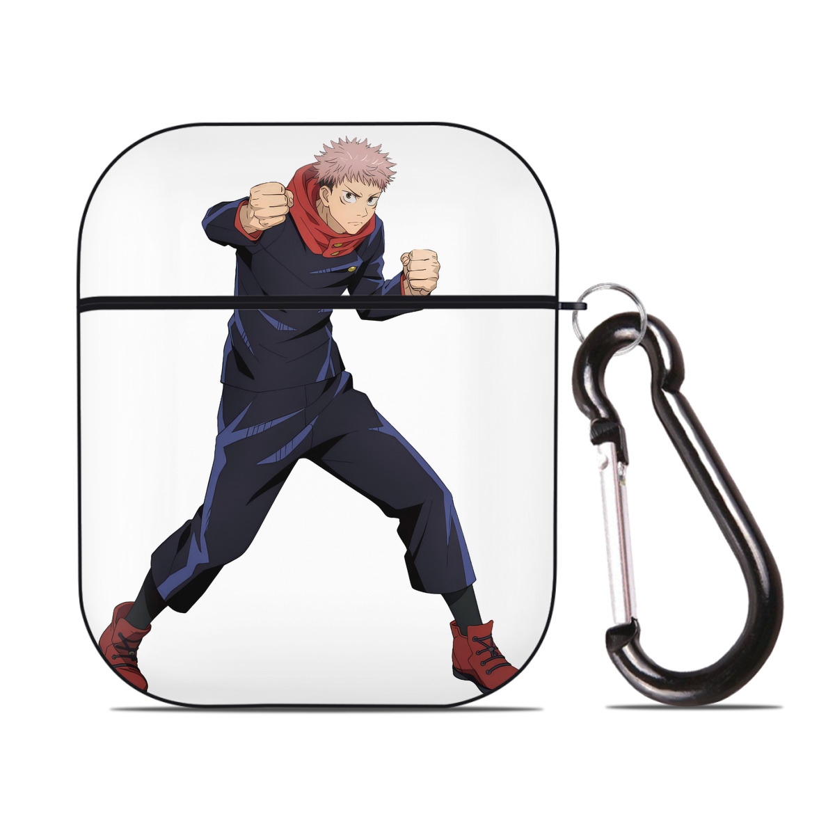 （画像用） 呪術廻戦 Jujutsu Kaisen AirPods 第2世代保護ケース ハードシェル ブラック 耐衝撃・防指紋・カラビナ付き