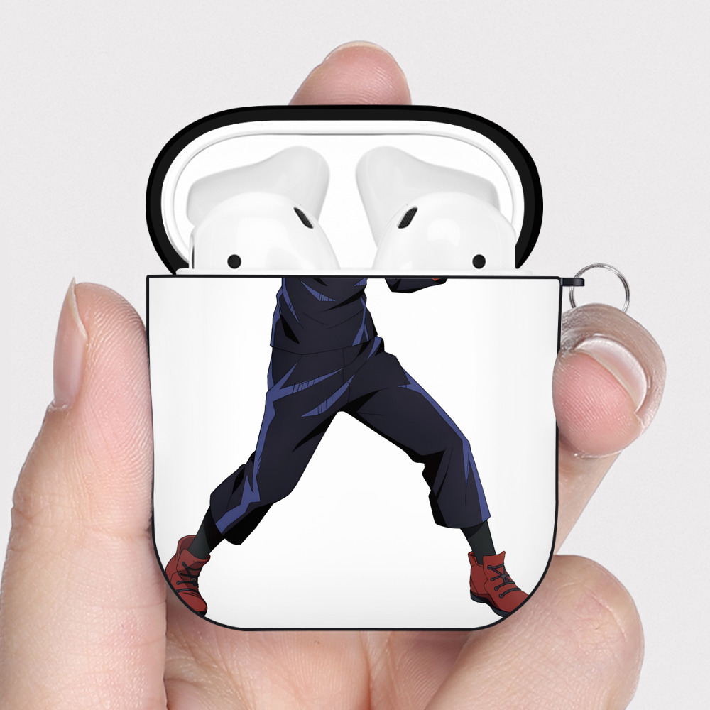 （画像用） 呪術廻戦 Jujutsu Kaisen AirPods 第2世代保護ケース ハードシェル ブラック 耐衝撃・防指紋・カラビナ付き