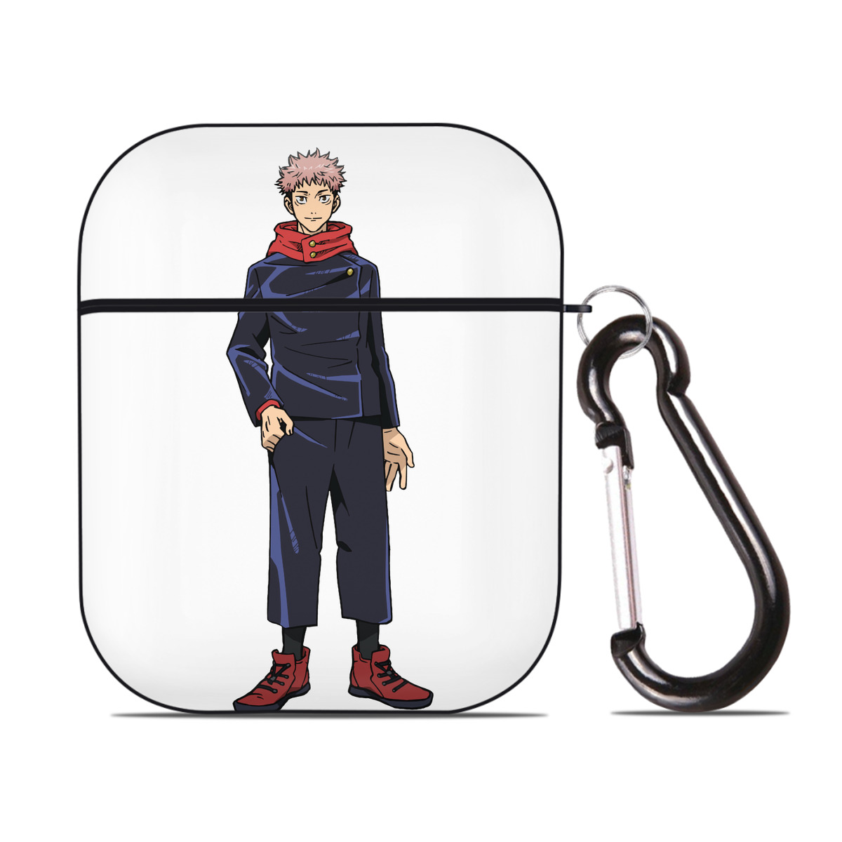 （画像用） 呪術廻戦 Jujutsu Kaisen AirPods 第2世代保護ケース ハードシェル ブラック 耐衝撃・防指紋・カラビナ付き