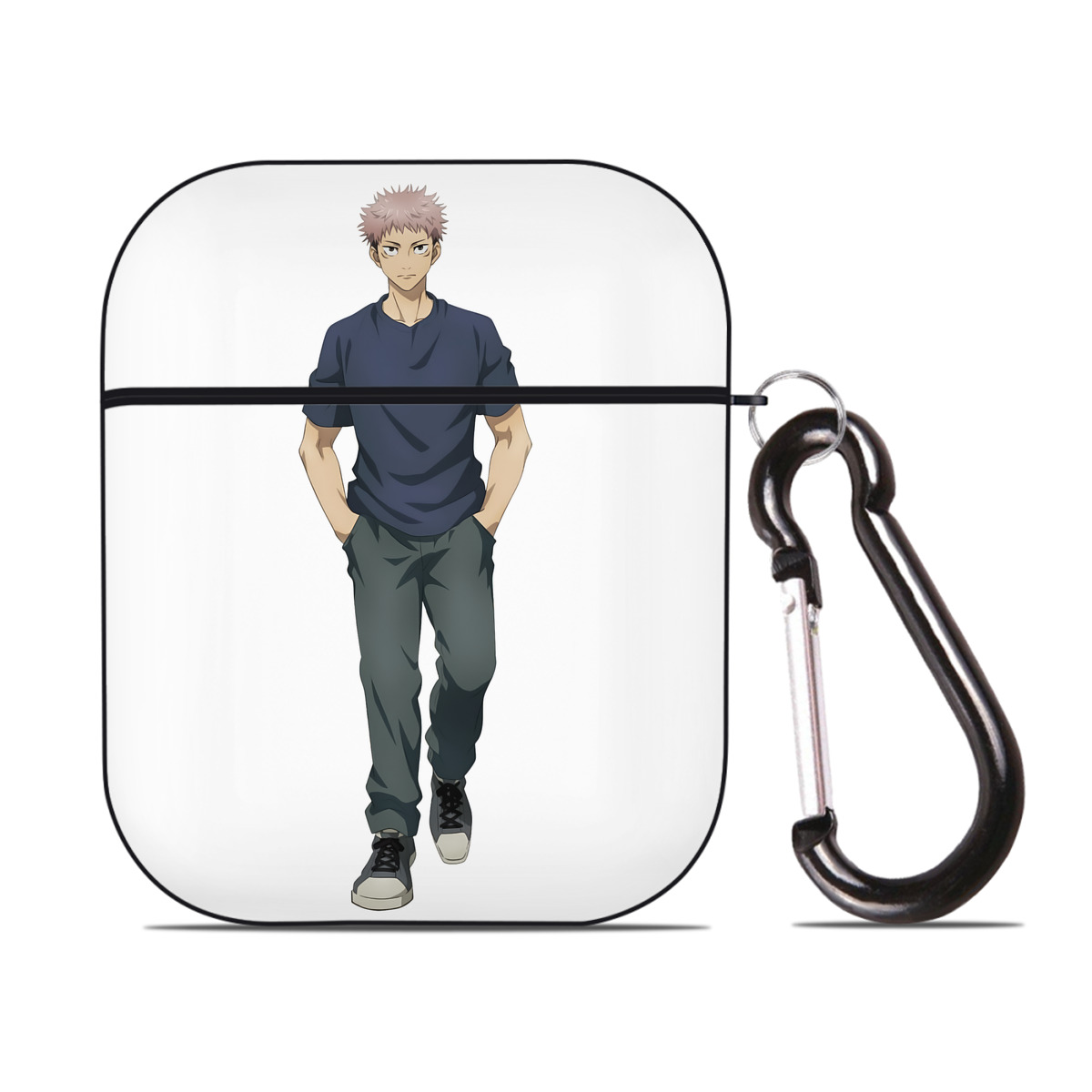 （画像用） 呪術廻戦 Jujutsu Kaisen AirPods 第2世代保護ケース ハードシェル ブラック 耐衝撃・防指紋・カラビナ付き