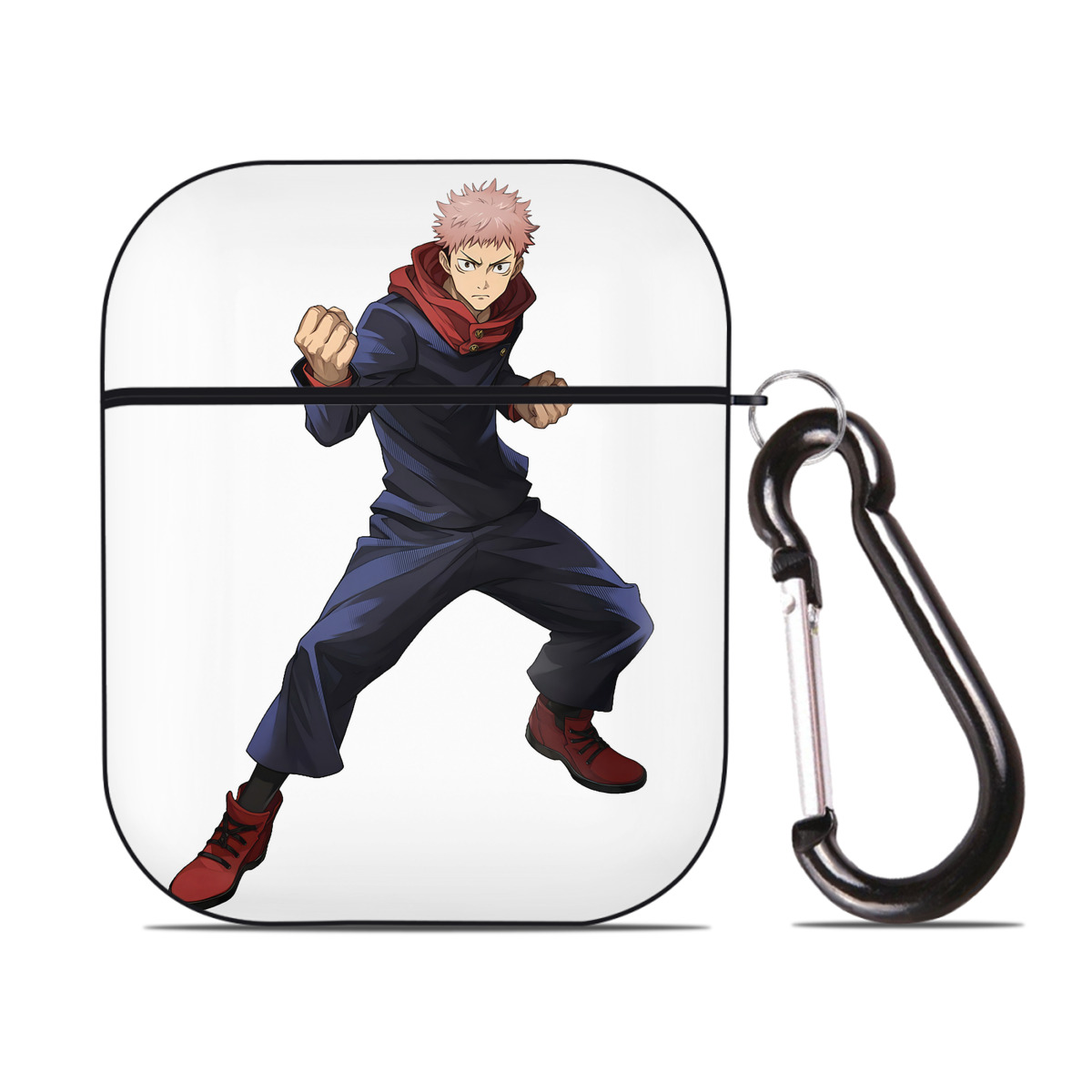 （画像用） 呪術廻戦 Jujutsu Kaisen AirPods 第2世代保護ケース ハードシェル ブラック 耐衝撃・防指紋・カラビナ付き
