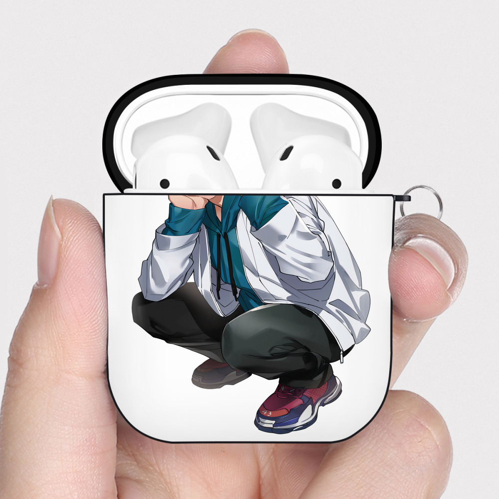（画像用） 呪術廻戦 Jujutsu Kaisen AirPods 第2世代保護ケース ハードシェル ブラック 耐衝撃・防指紋・カラビナ付き