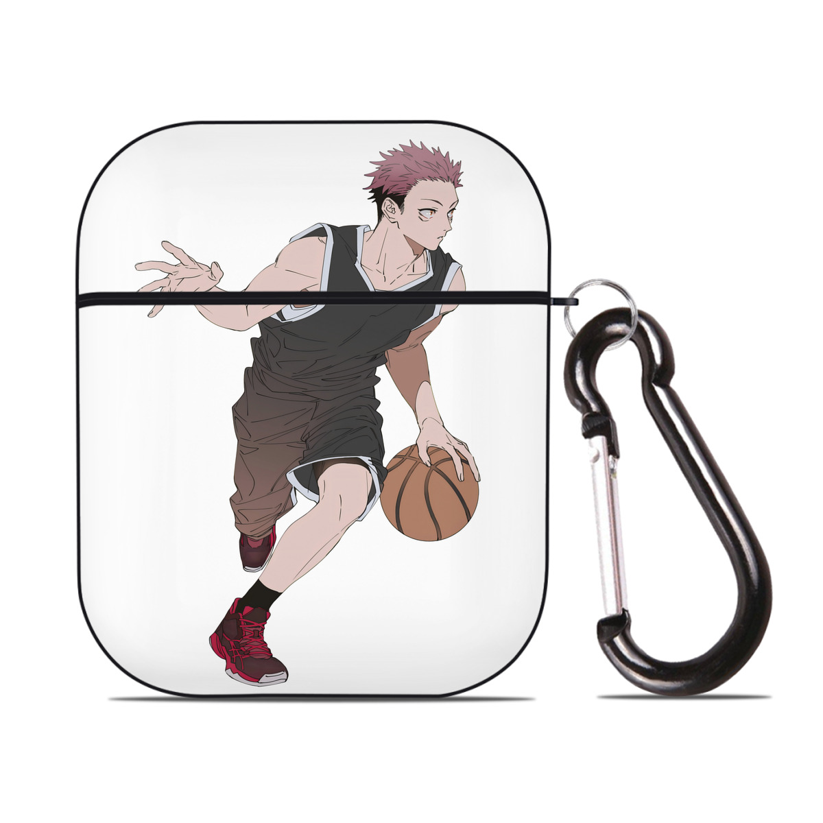 （画像用） 呪術廻戦 Jujutsu Kaisen AirPods 第2世代保護ケース ハードシェル ブラック 耐衝撃・防指紋・カラビナ付き