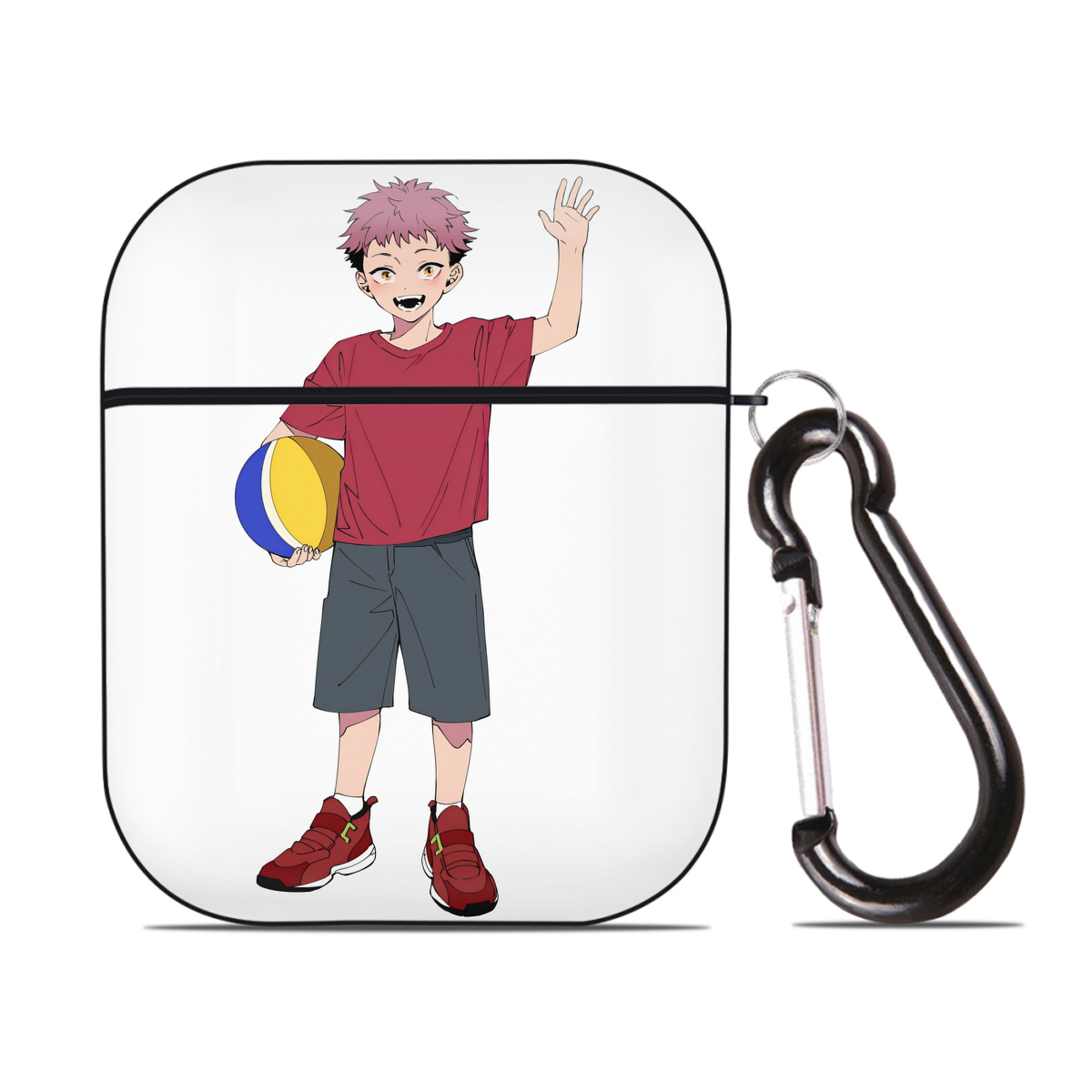 （画像用） 呪術廻戦 Jujutsu Kaisen AirPods 第2世代保護ケース ハードシェル ブラック 耐衝撃・防指紋・カラビナ付き