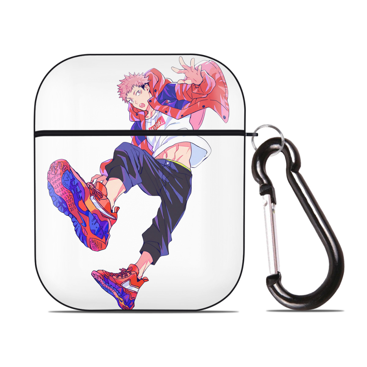 （画像用） 呪術廻戦 Jujutsu Kaisen AirPods 第2世代保護ケース ハードシェル ブラック 耐衝撃・防指紋・カラビナ付き